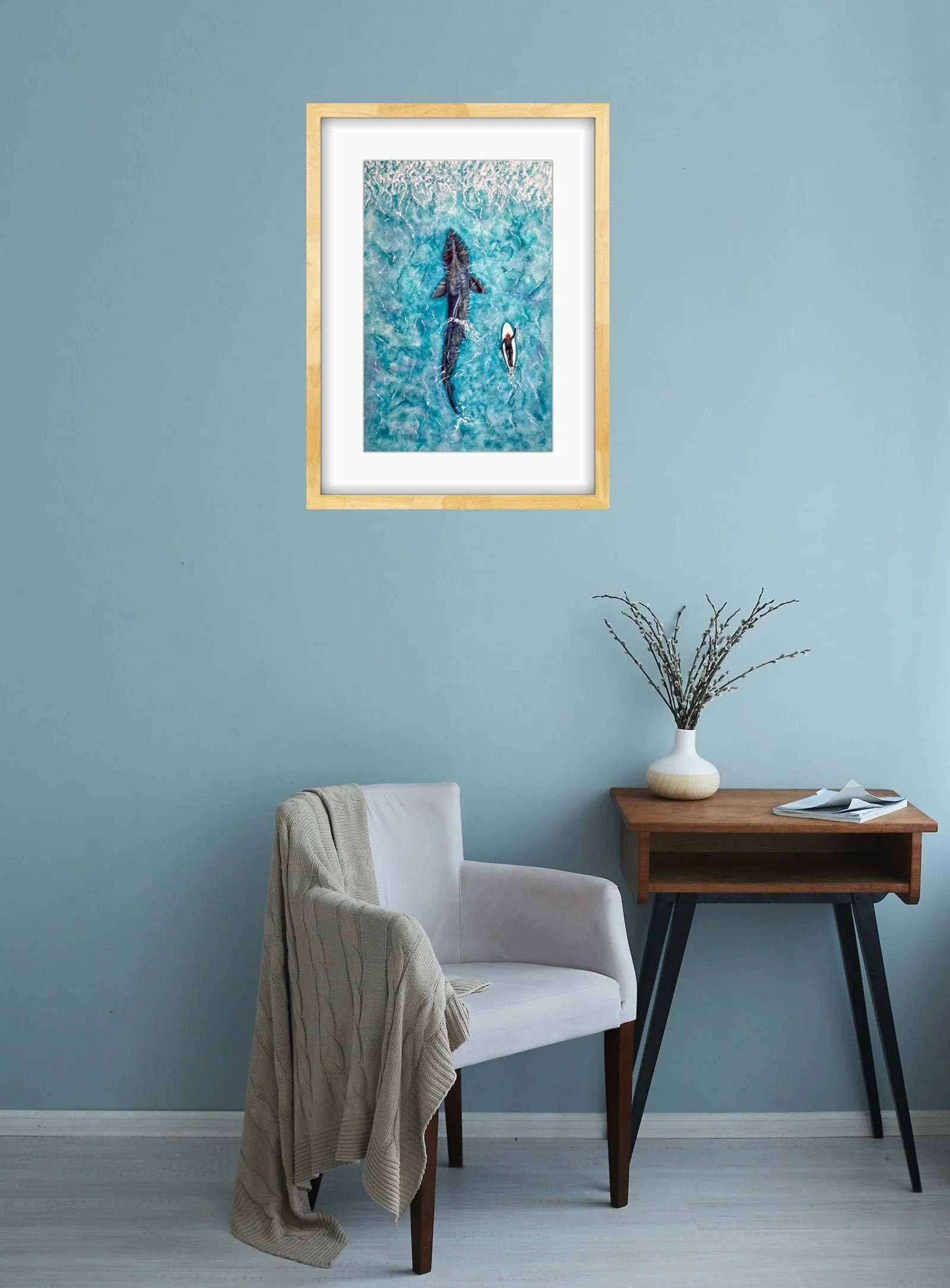Our Shores, Basking Shark by Joy Clifton Limited Edition Print, Surf Print, Shark Print, Ocean Art