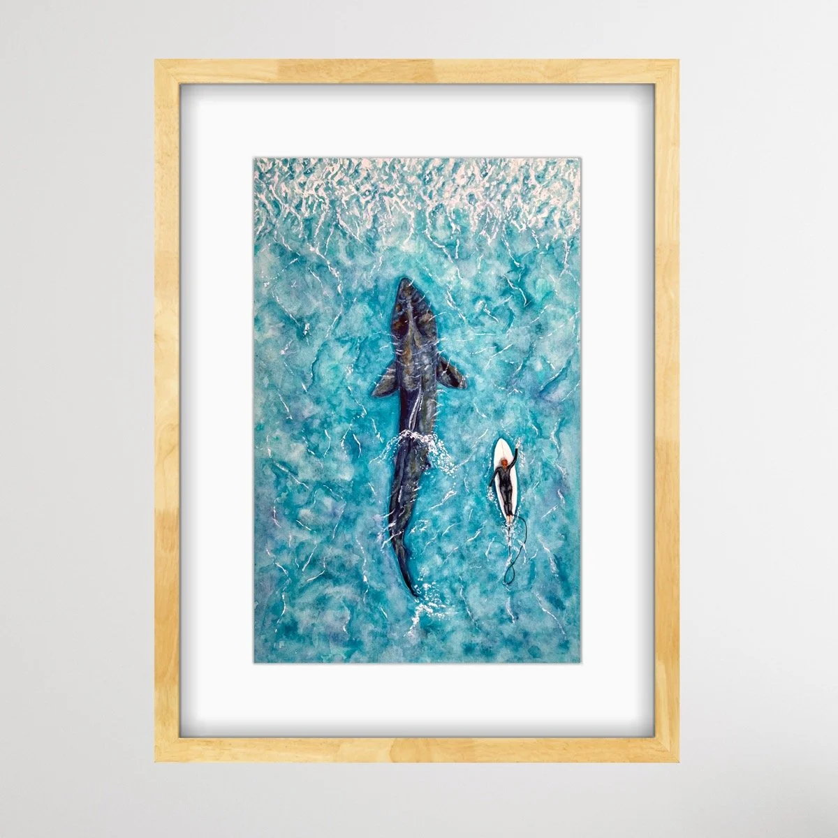 Our Shores, Basking Shark by Joy Clifton Limited Edition Print, Surf Print, Shark Print, Ocean Art
