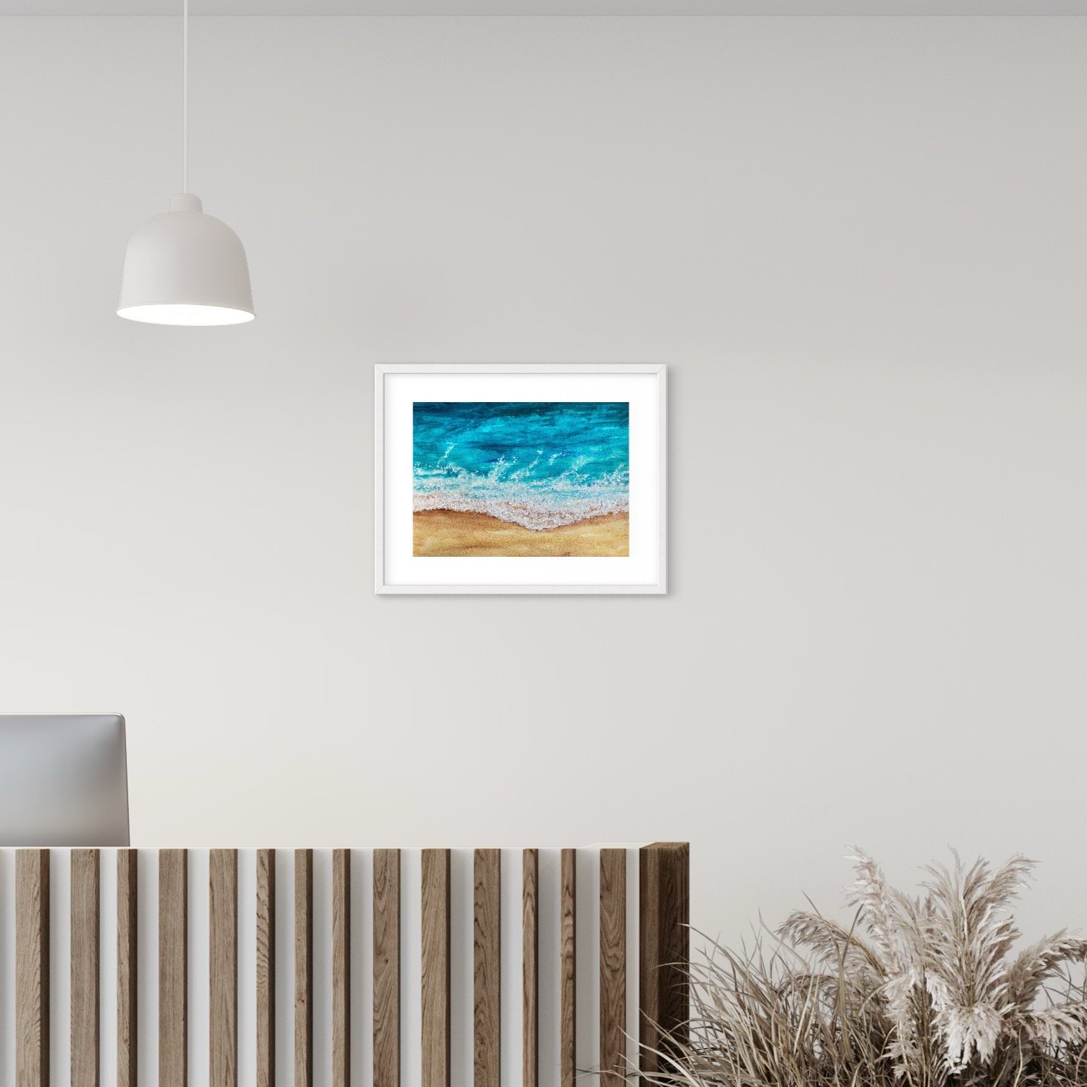 Shoreline Mono Print by Joy Clifton, Aerial Seascape, Beachscape, Breaking Waves