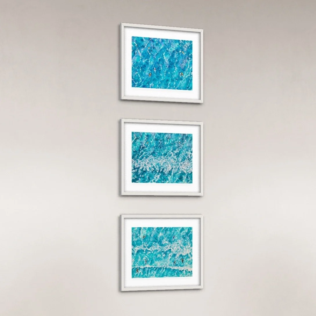 Surfers Path ll by Joy Clifton - Aerial Seascape Painting, Surf Art, Ocean Watercolour Painting