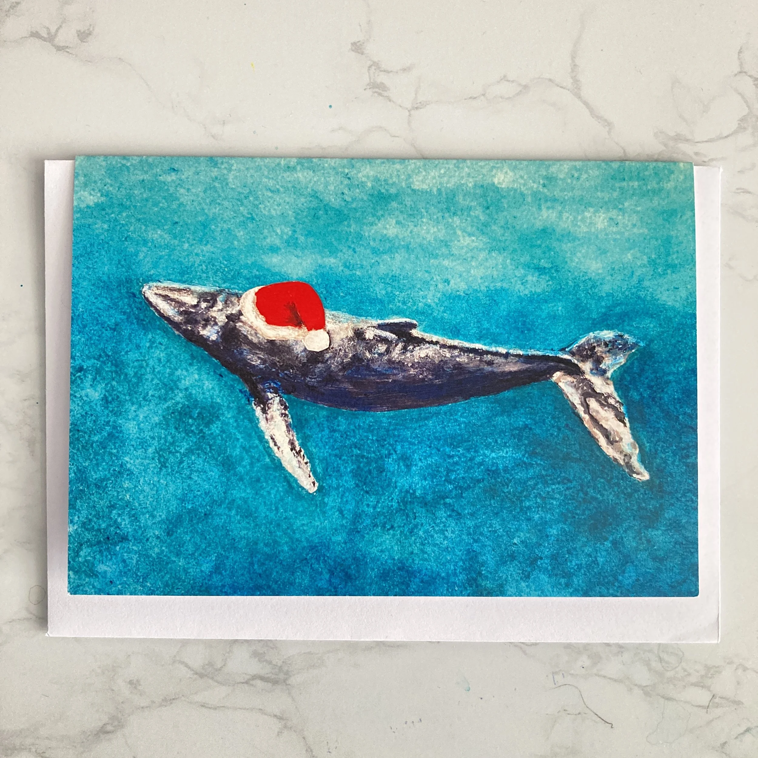 Humpback Whale Christmas Card, Art Christmas Card, Marine Wildlife Art Christmas Card