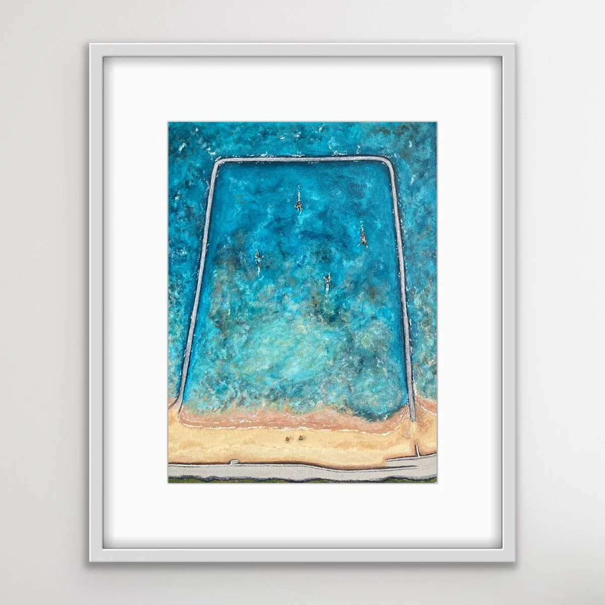 Walpole Bay Swims by Joy Clifton, Limited Edition Print, Aerial Seascape, Margate Beach, Ocean Art