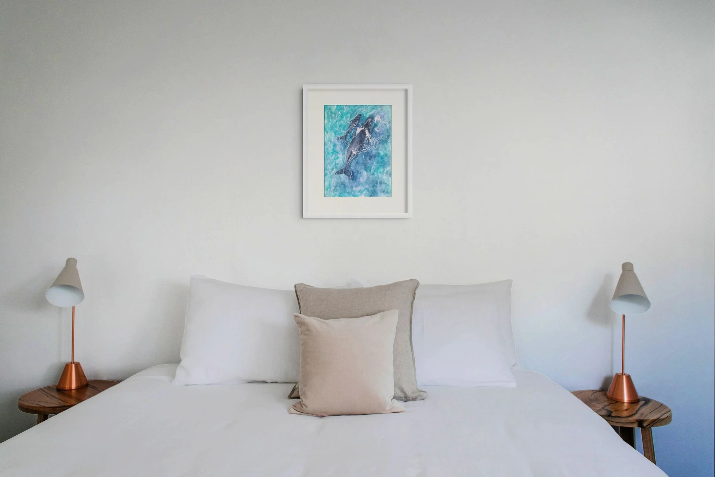 Nurture by Joy Clifton, Whale Painting, Watercolour, Aerial Seascape Art, Ocean Art