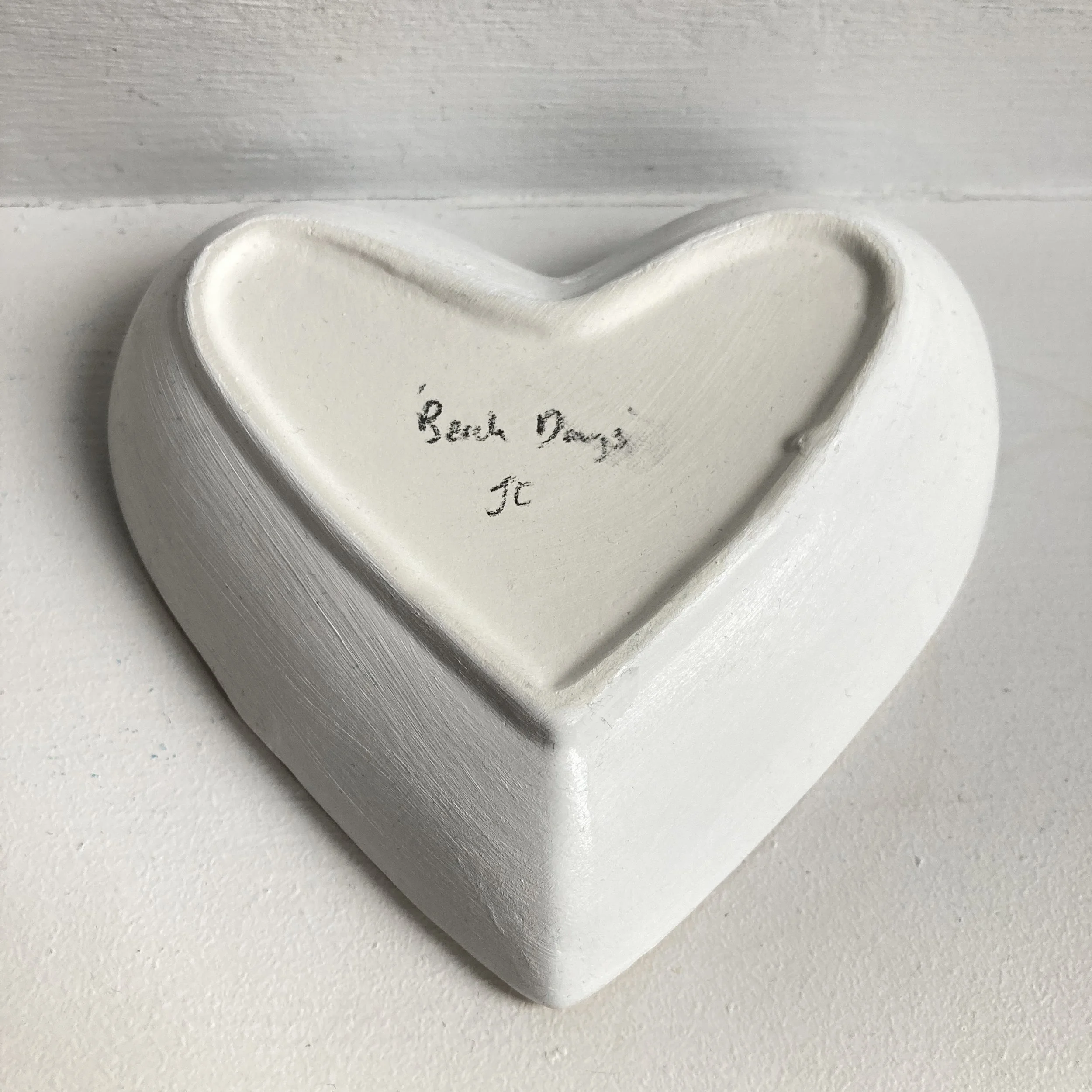 Hand Painted Beach Days Heart Shaped Ceramic Trinket Dish, Coastal Decor, Valentines Gift, Birthday Present