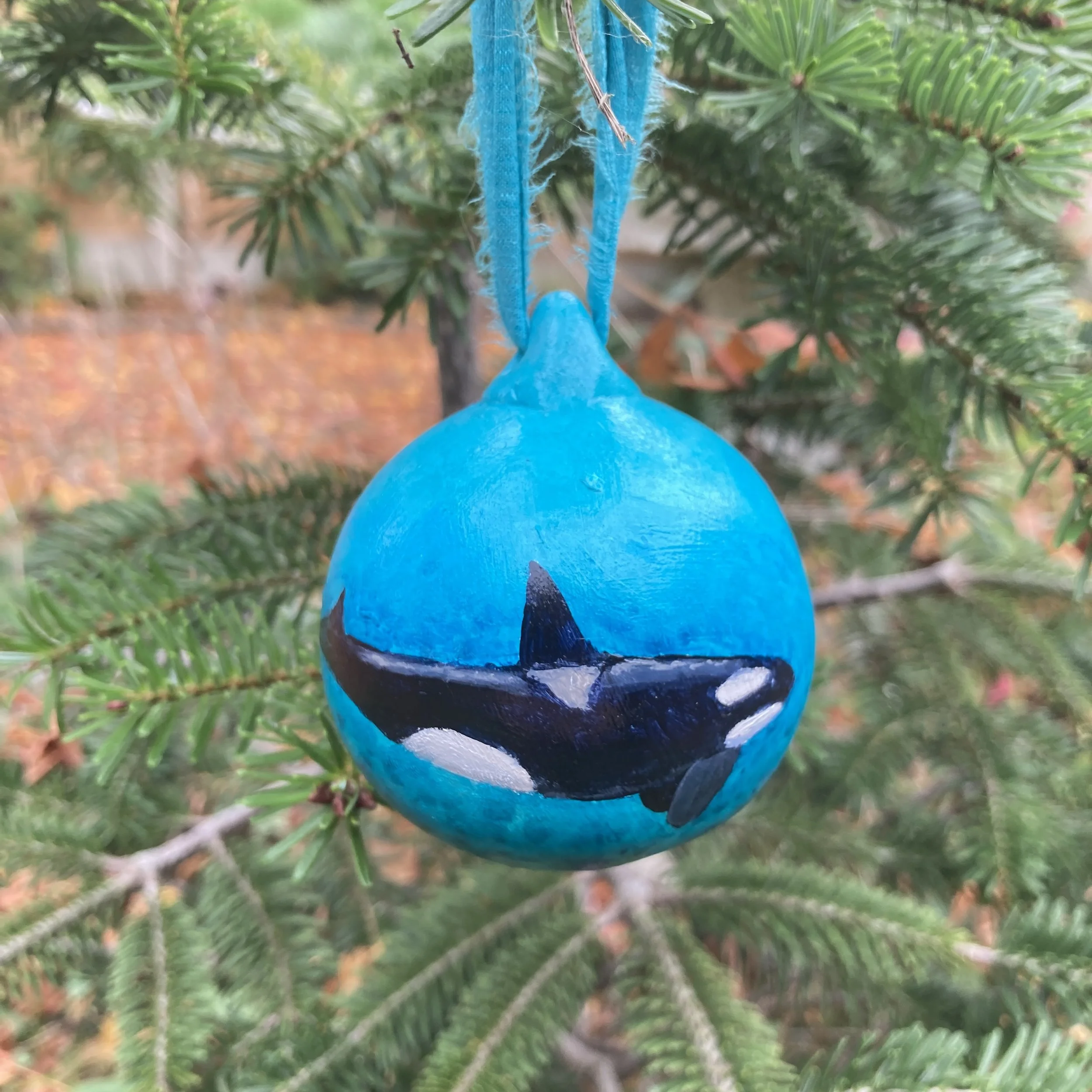 Hand Painted Orca Ceramic Bauble - Beach Bauble, Surf Bauble, Ocean Bauble, Surf Gift, Christmas Gift, Christmas Bauble