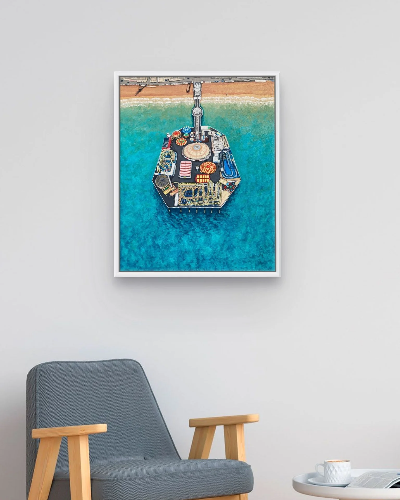 Brighton Palace Pier painting fro an aerial perspective