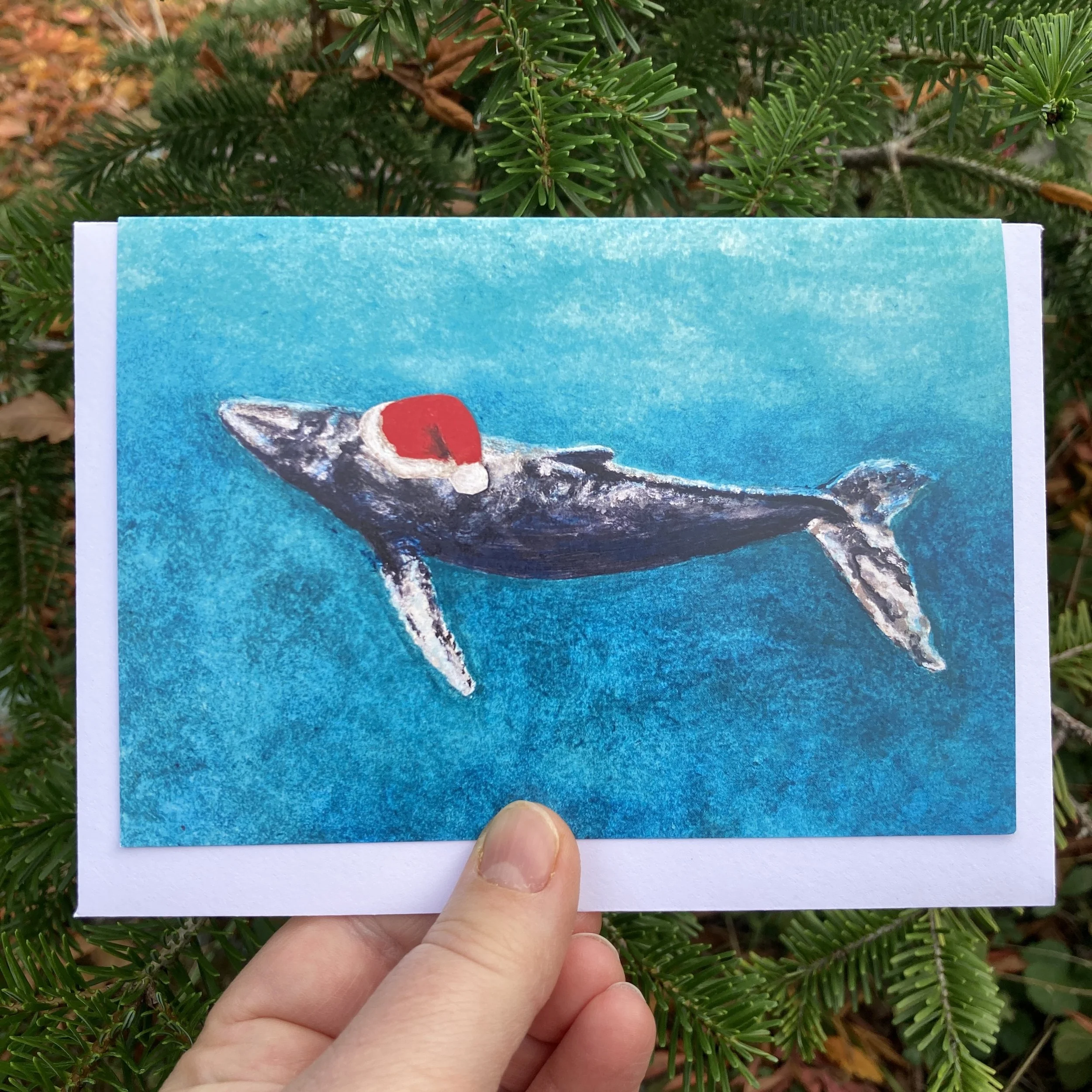 Humpback Whale Christmas Card, Art Christmas Card, Marine Wildlife Art Christmas Card
