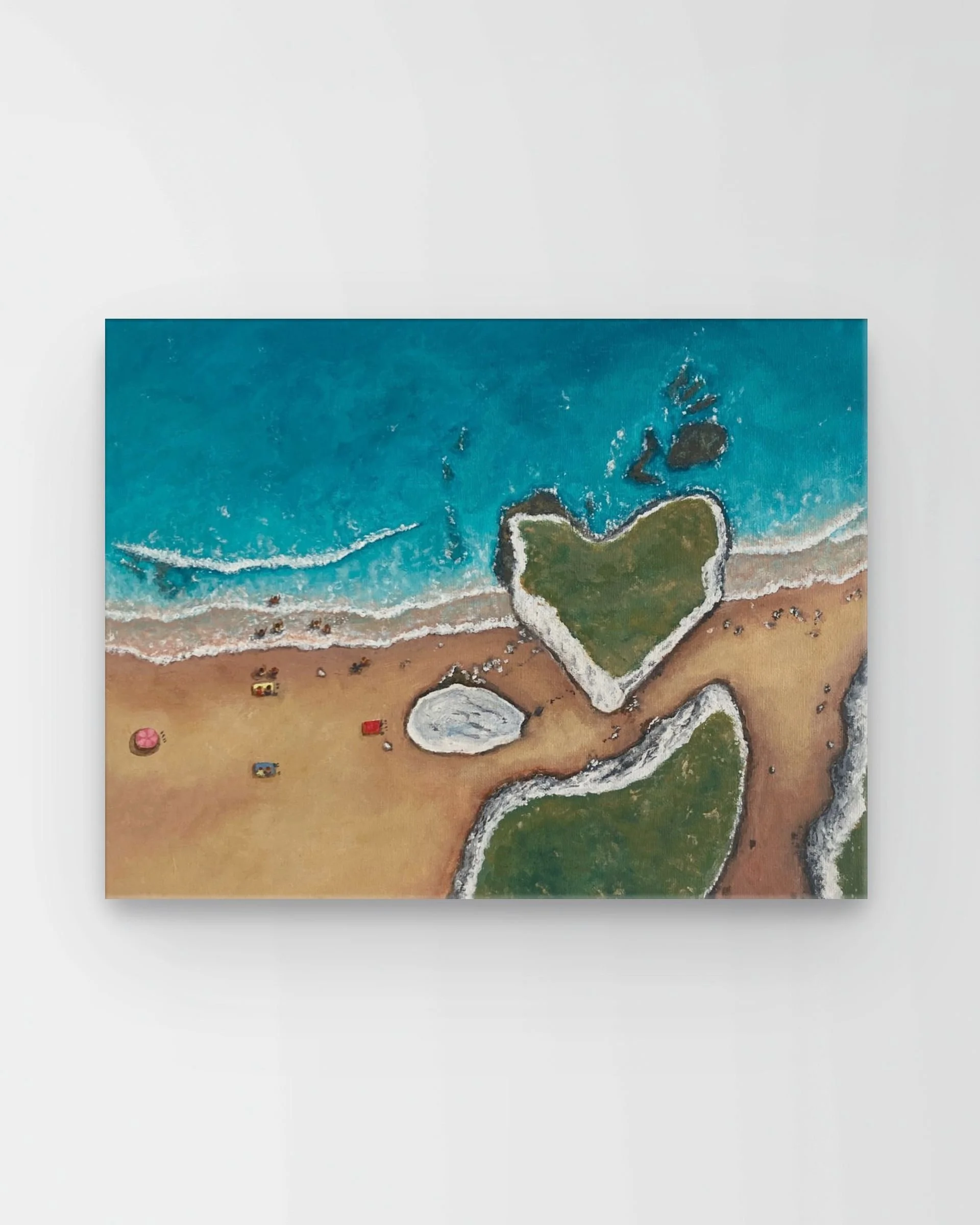 Summers Day at Botany Bay by Joy Clifton, Aerial Seascape Acrylic Painting, Coastal Art, Surf Art