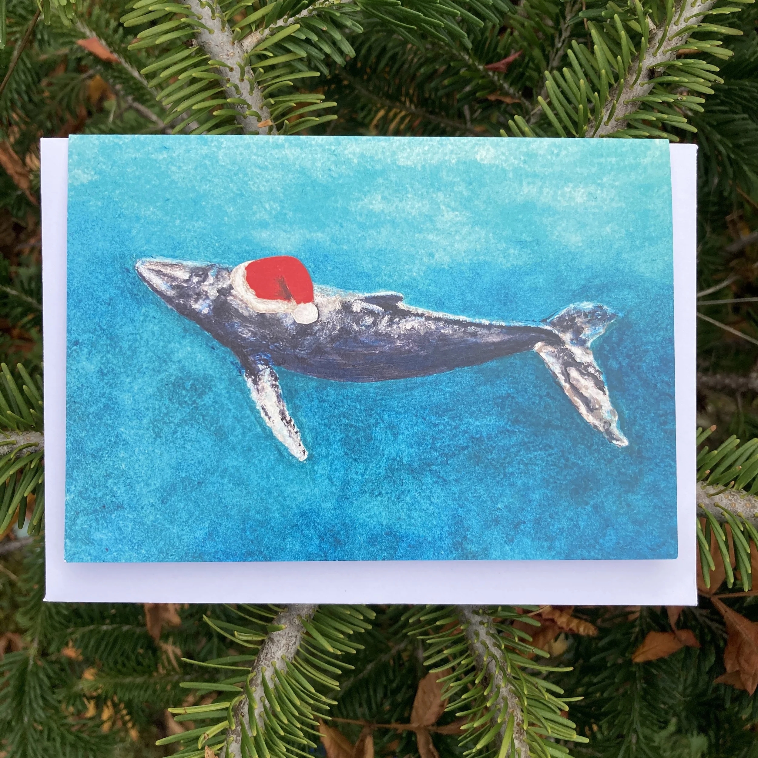 Humpback Whale Christmas Card, Art Christmas Card, Marine Wildlife Art Christmas Card