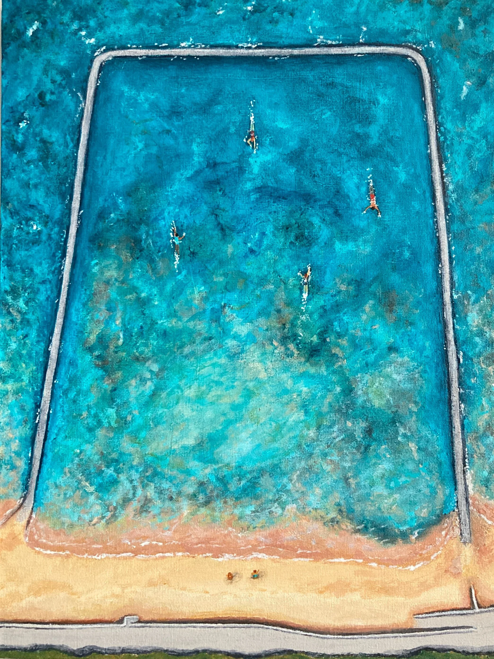 Walpole Bay Swims by Joy Clifton, Limited Edition Print, Aerial Seascape, Margate Beach, Ocean Art