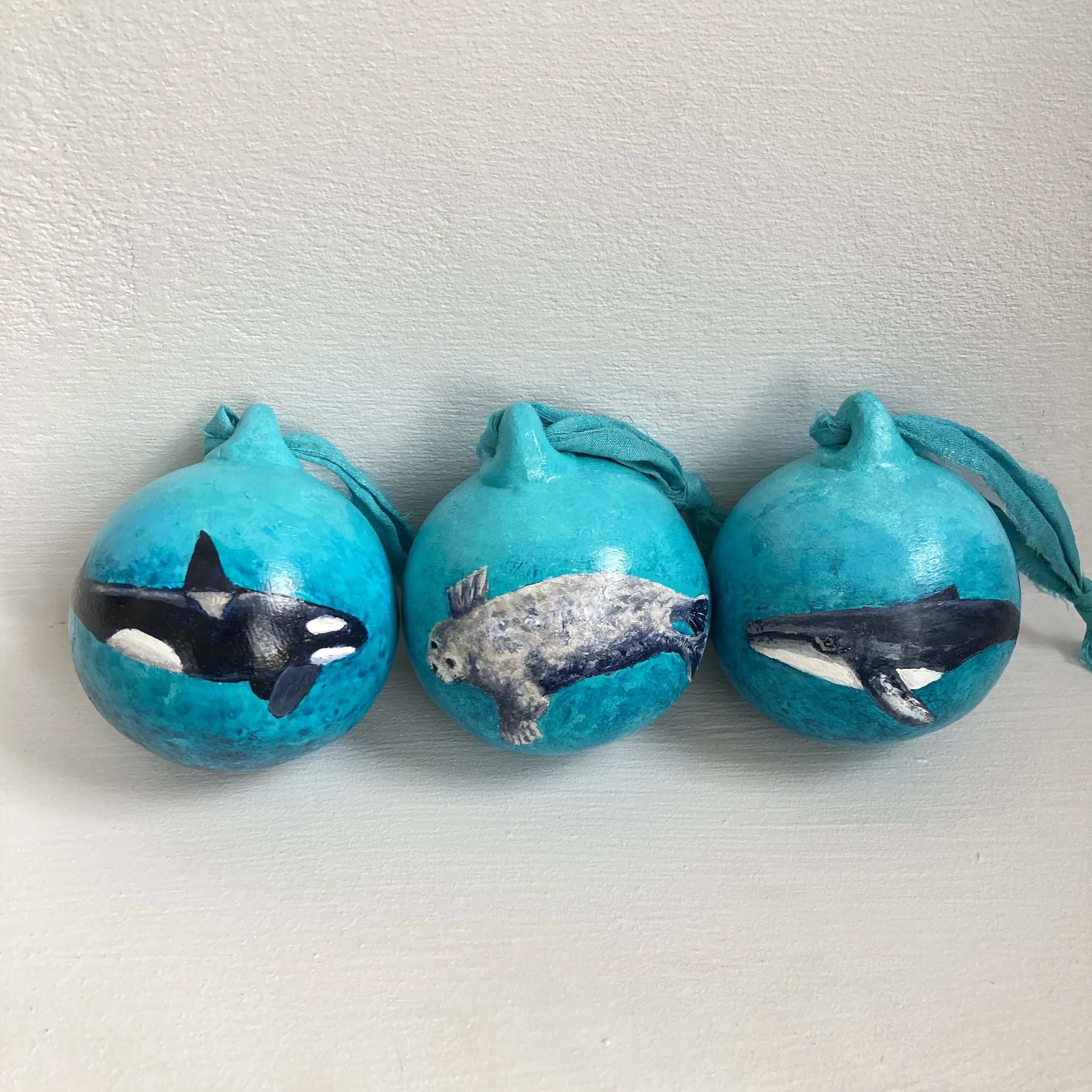 Hand Painted Ocean Mammals Ceramic Baubles - Beach Bauble, Surf Bauble, Ocean Bauble, Surf Gift, Christmas Gift, Christmas Bauble
