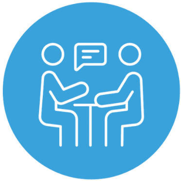 White outline of people having a conversation