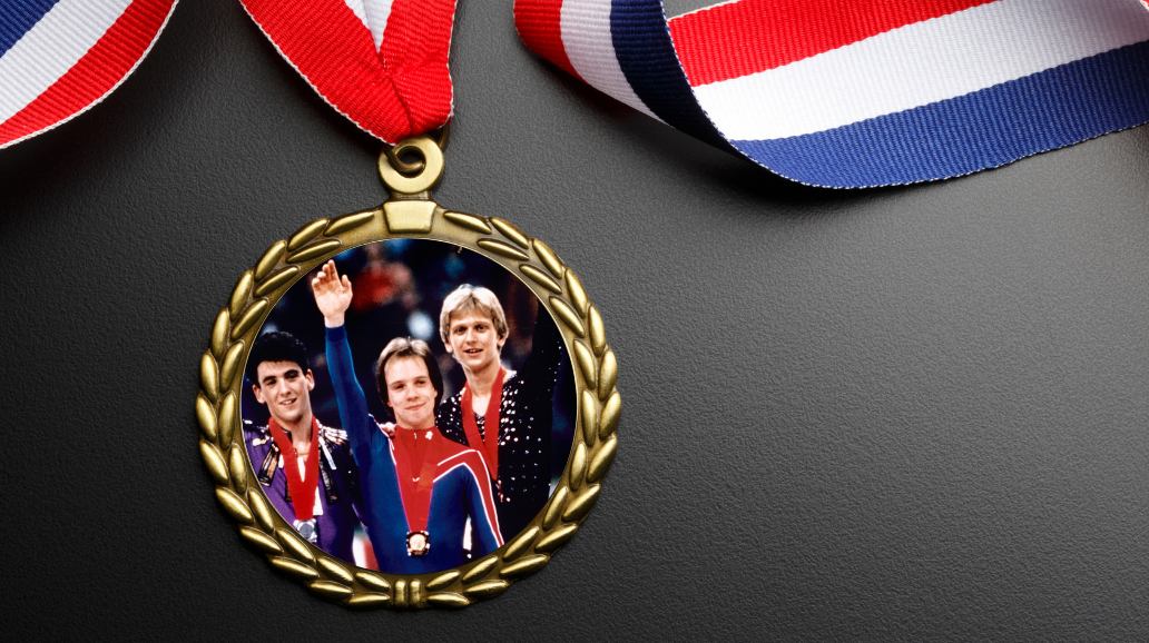 Scott Hamilton on the 1984 Olympic Podium