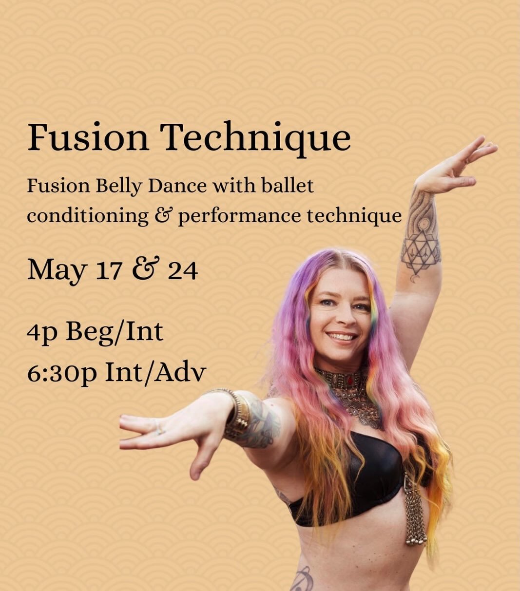 Fusion Technique is designed to build a strong technical foundation in fusion belly dance.  Emphasis is placed on control, precision and fluidity, with influences drawn from multiple movement traditions.  Let&rsquo;s move 🙌. Link in bio