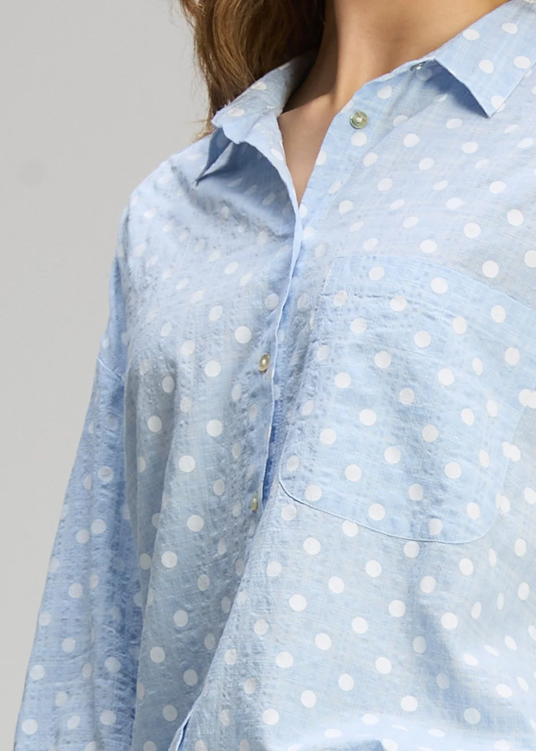 Sky blue, white spot shirt by Z and P