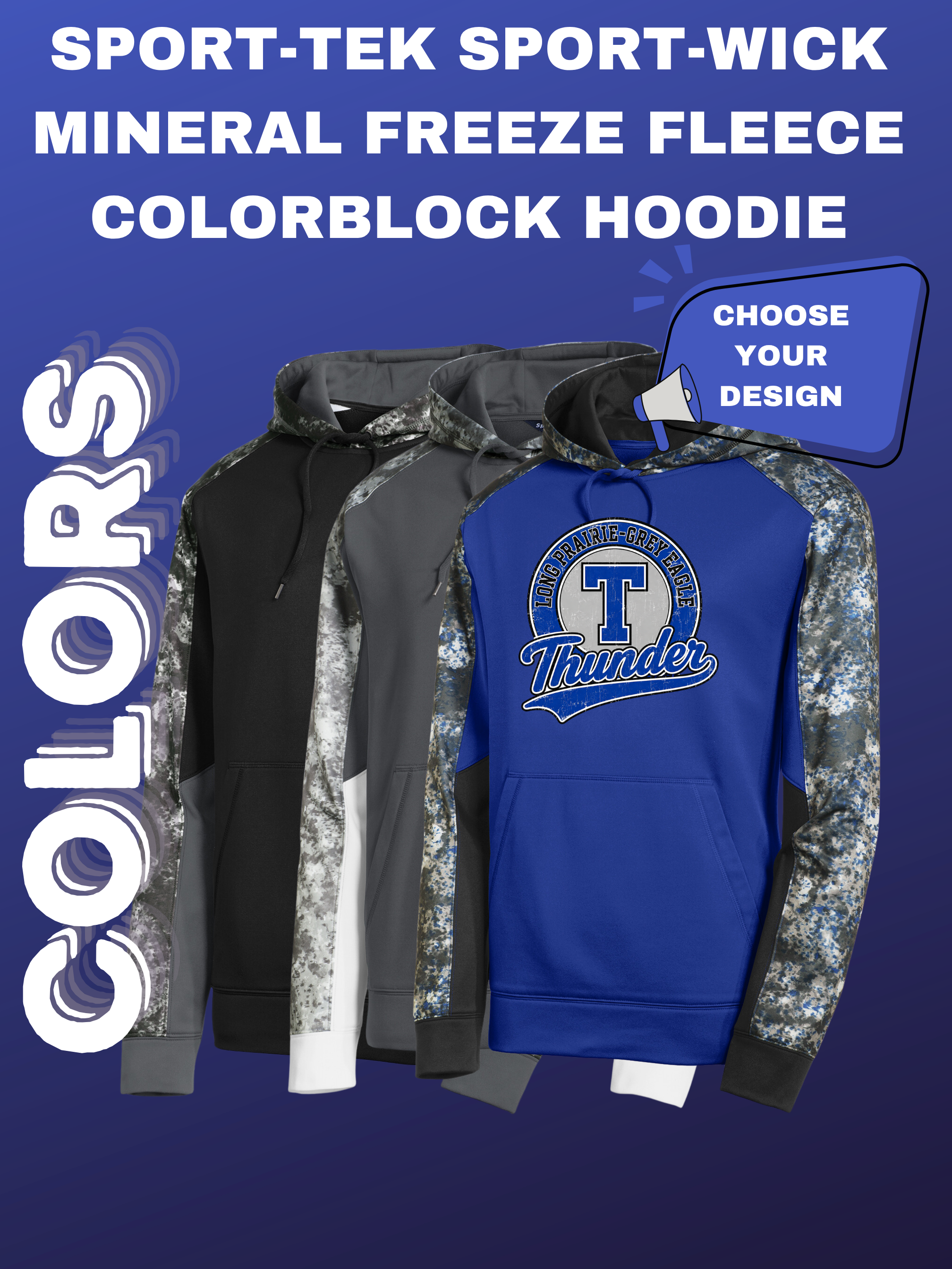 Sport-Tek Sport-Wick CamoHex Fleece Colorblock Hooded Pullover