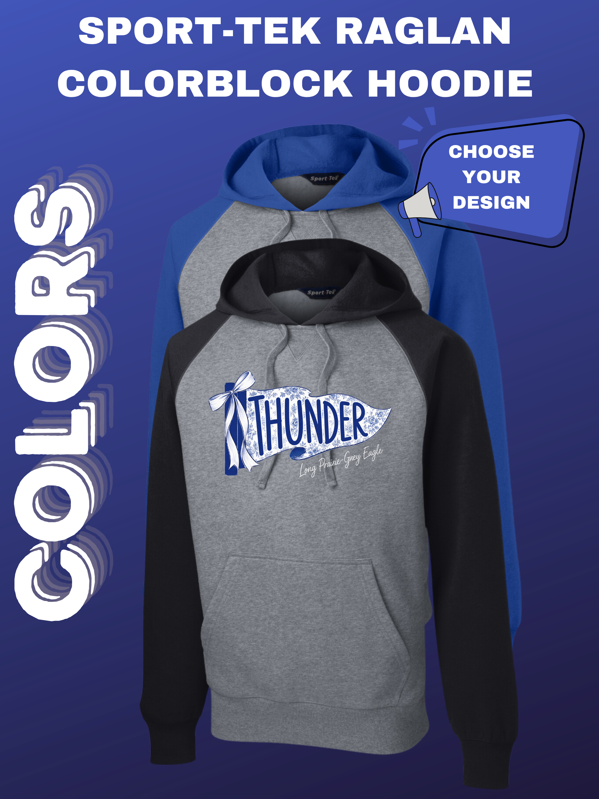Sport-Tek Raglan Colorblock Pullover Hooded Sweatshirt