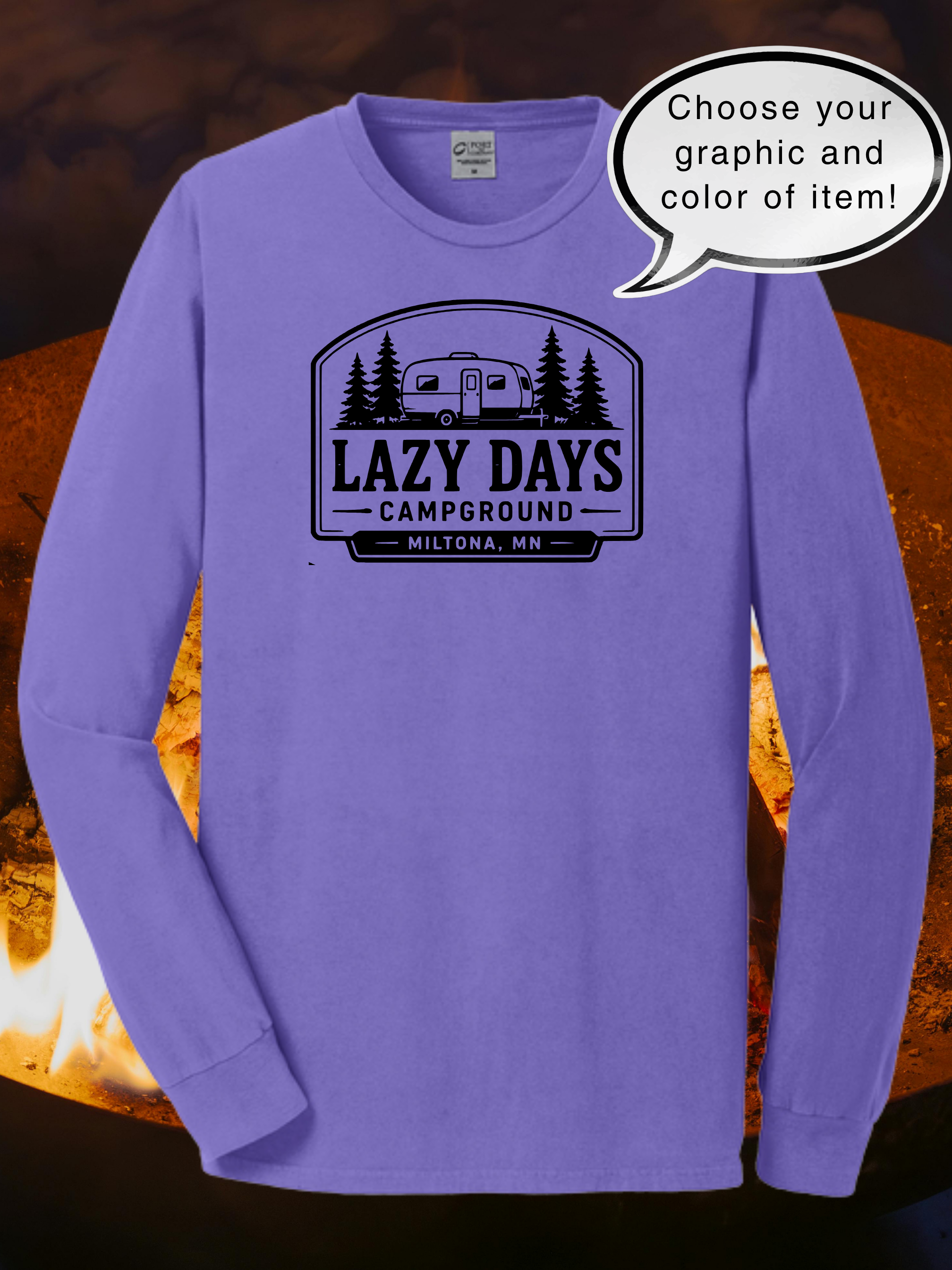 Lazy Days Campground Port & Co™ Beach Wash® Garment-Dyed Long Sleeve Tee