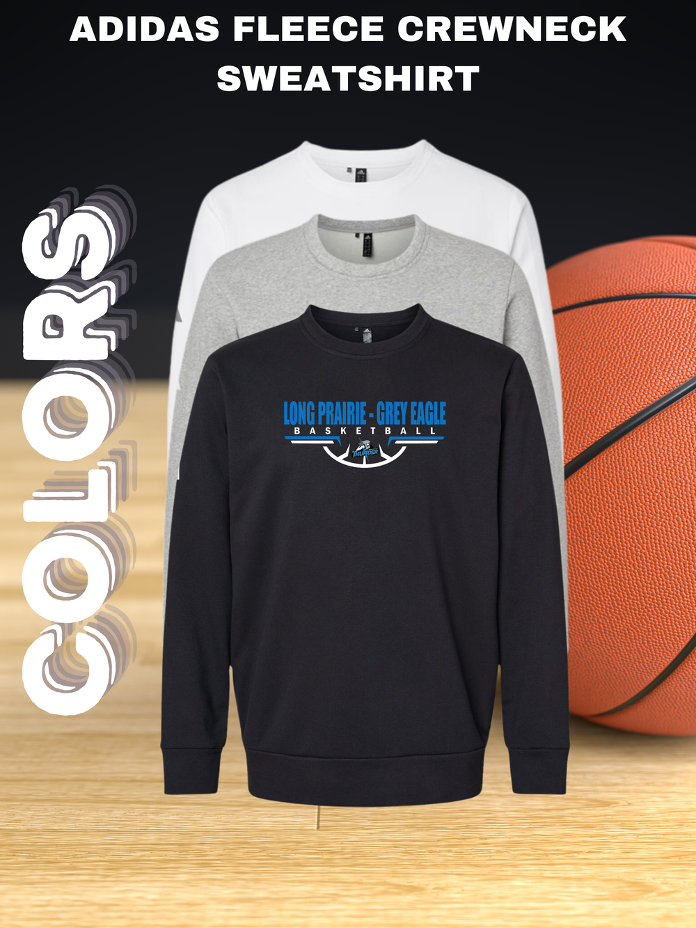 LPGE Boys Basketball Adidas Feece Crewneck Sweatshirt — Little