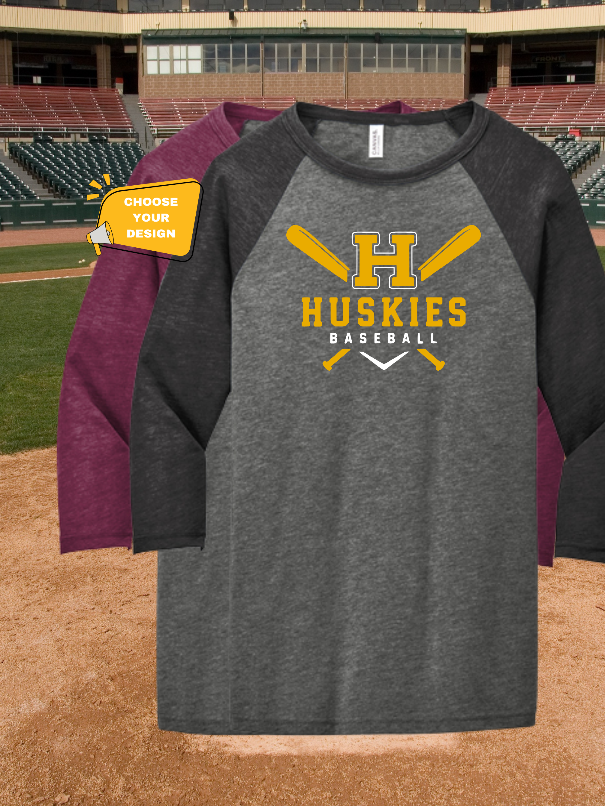 Adult Bella+Canvas Unisex 3/4 Sleeve Baseball Tee