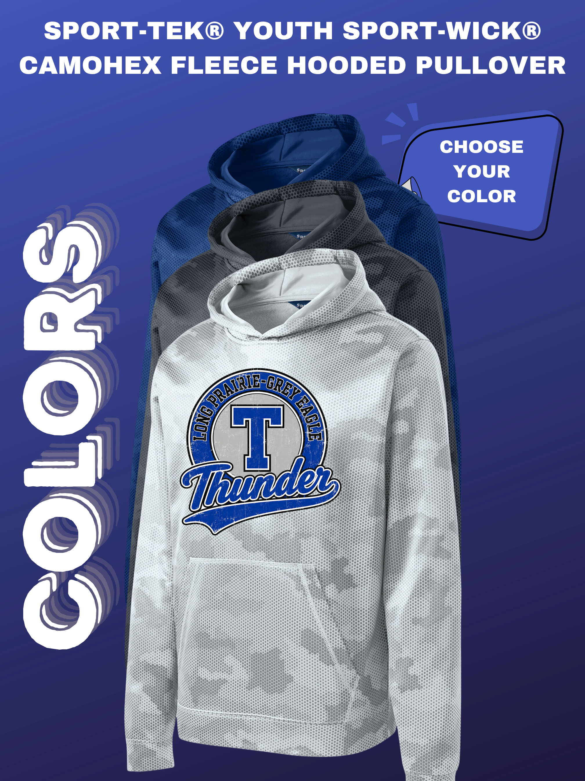 Sport-Tek® Youth Sport-Wick® CamoHex Fleece Hooded Pullover