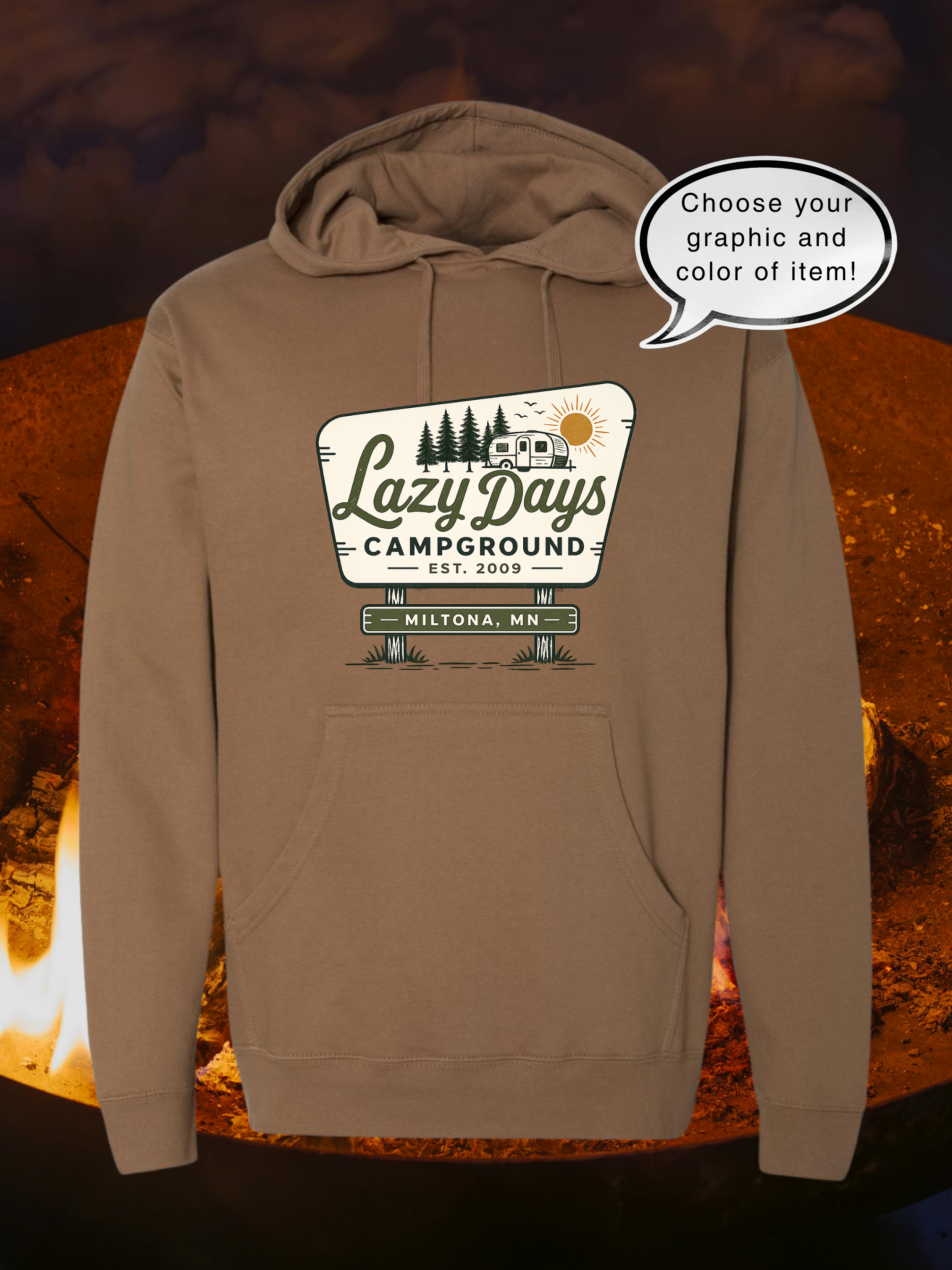 Lazy Days Campground Independent Trading Co Unisex Midweight Hooded Sweatshirt
