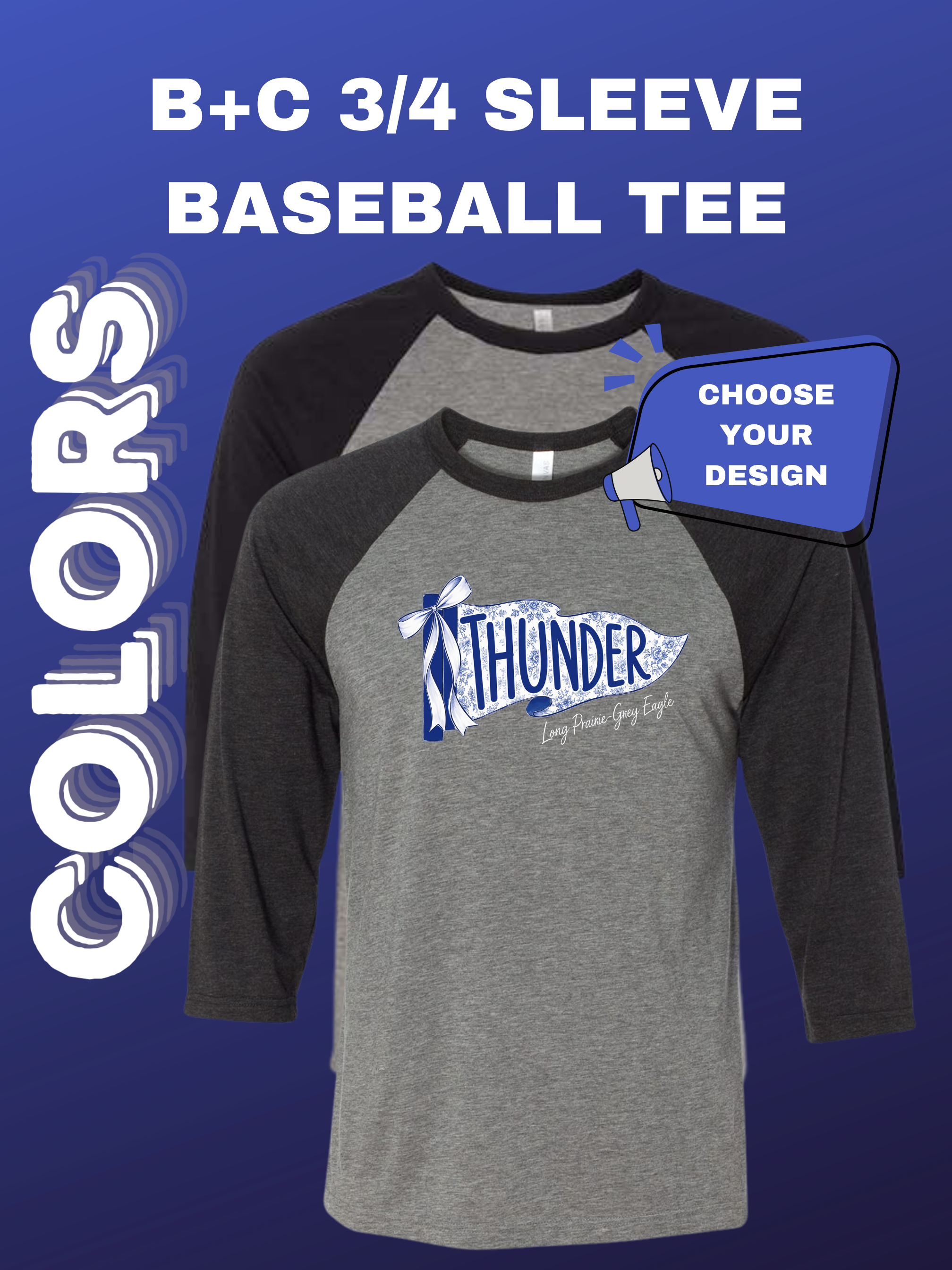Bella+Canvas Unisex 3/4-Sleeve Baseball Tee