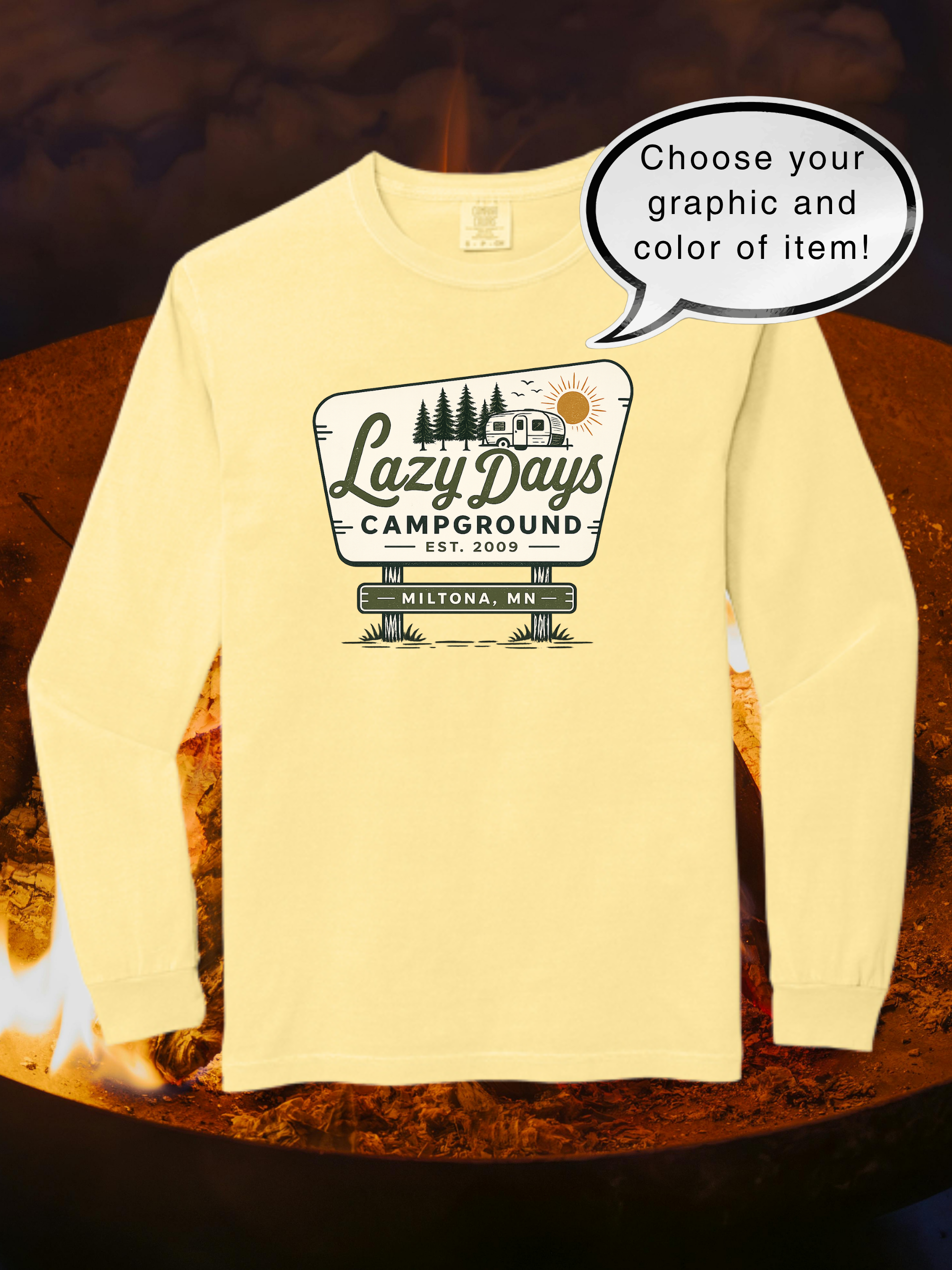 Lazy Days Campground Comfort Colors® Heavyweight Ring Spun Long Sleeve Tee