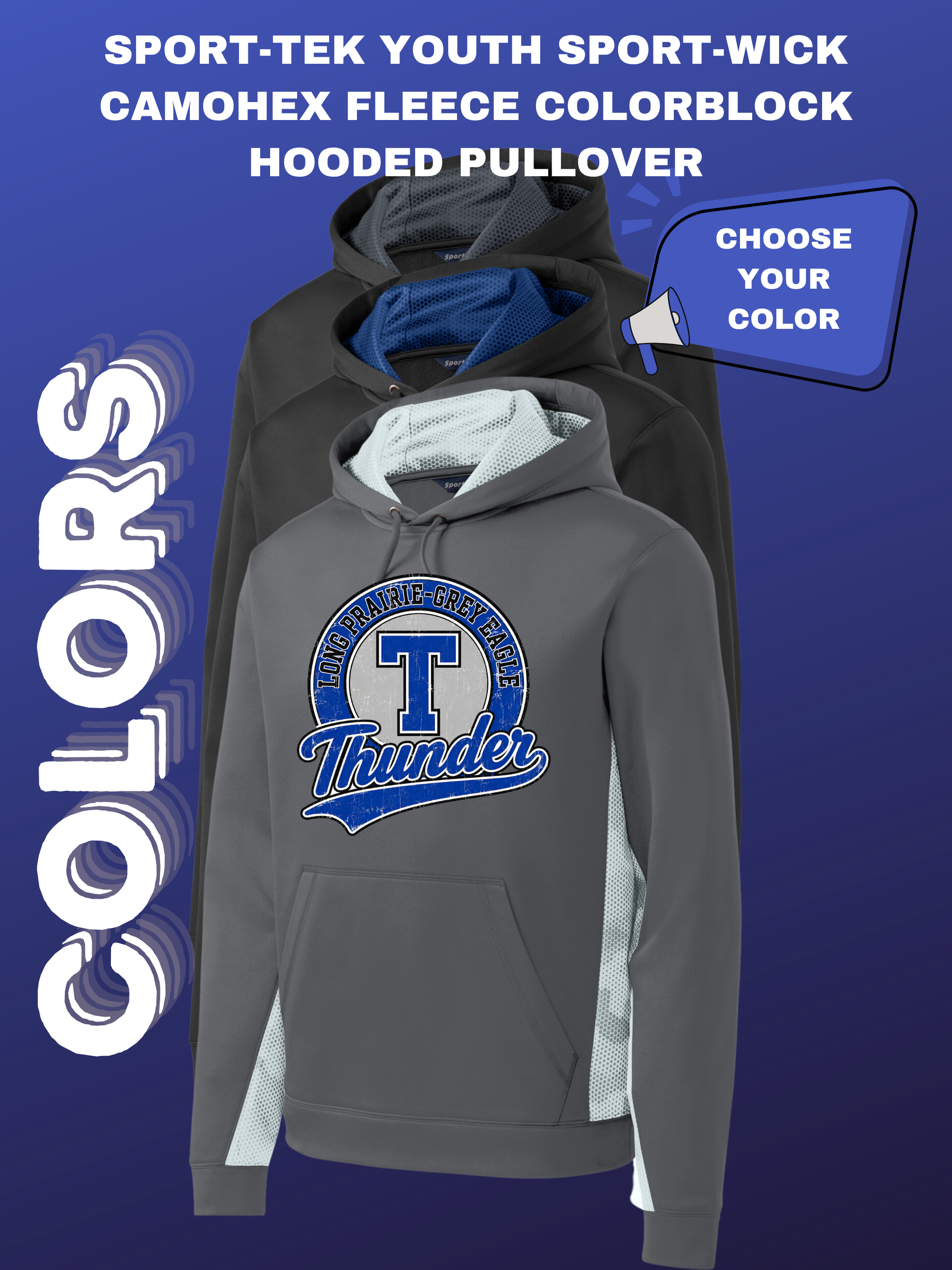 Sport-Tek® Youth Sport-Wick® CamoHex Fleece Colorblock Hooded Pullover