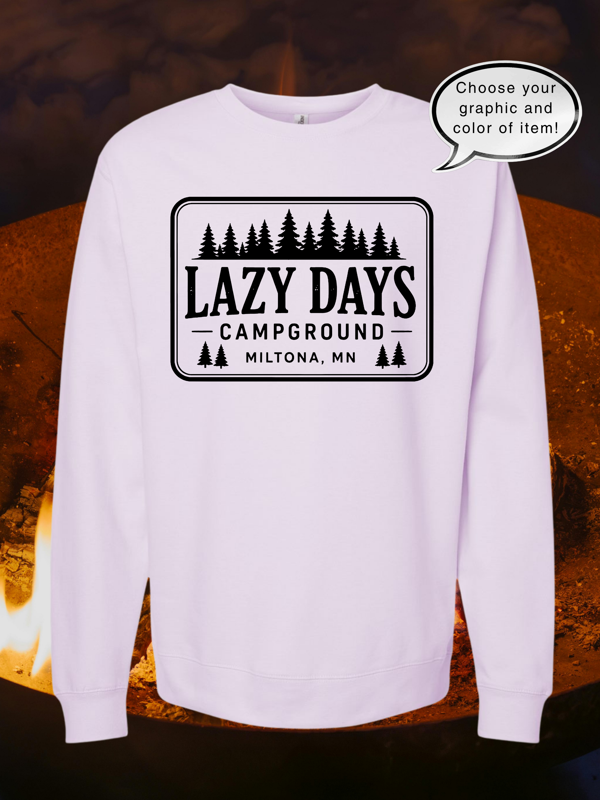 Lazy Days Campground Independent Trading Co Unisex Midweight Crewneck Sweatshirt