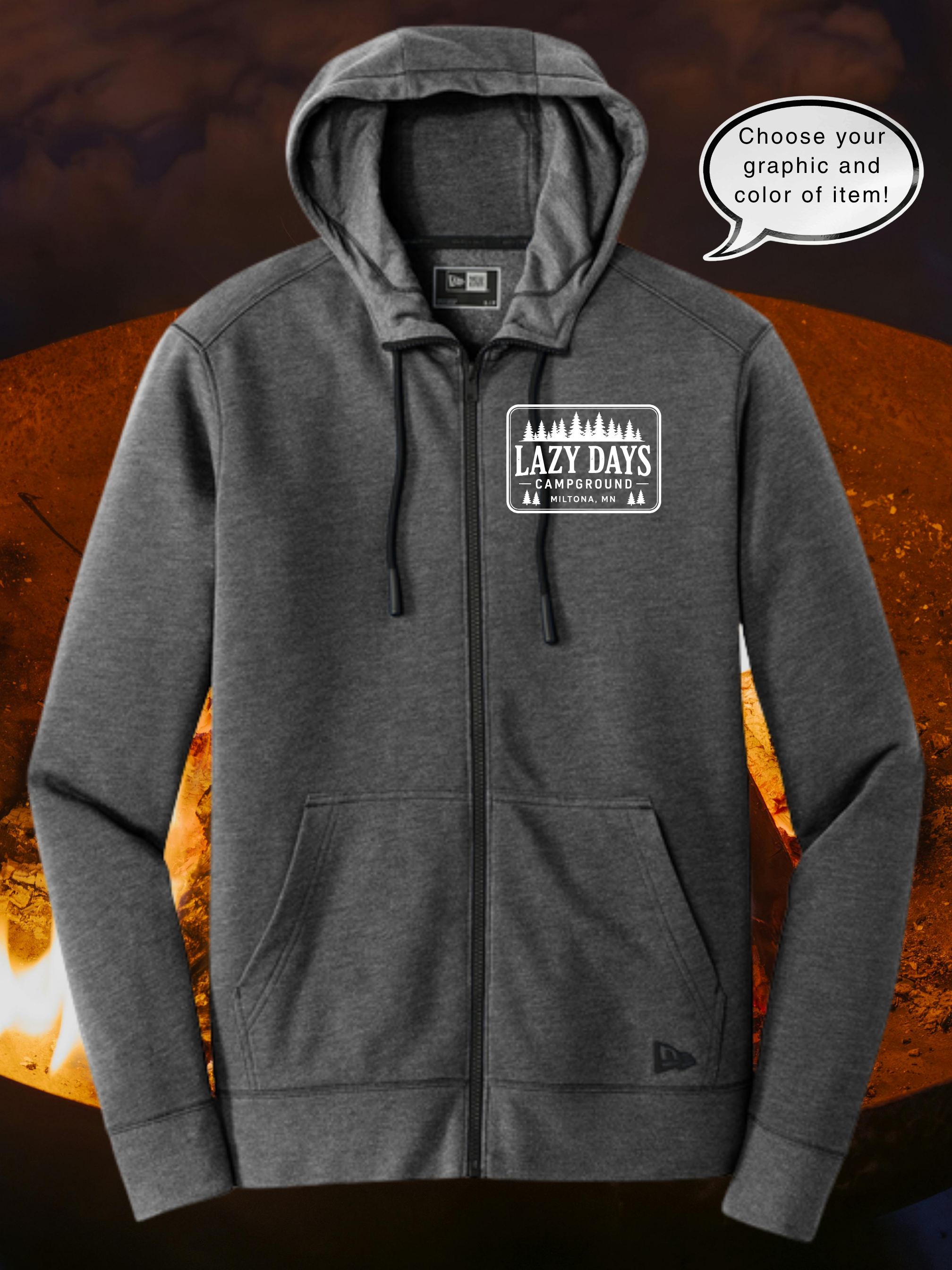 Lazy Day Campground New Era® Tri-Blend Fleece Full-Zip Hoodie
