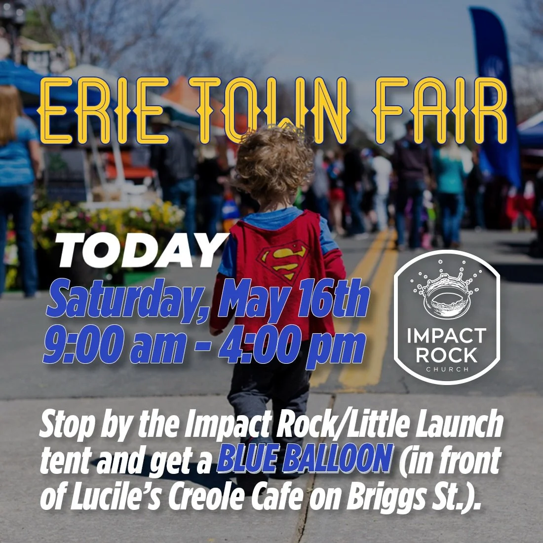 We are so excited to see you today at the #erietownfair. Stop by to get your @littlelaunchpreschool signature blue balloon! @impactrock will be here all day from 9-4!