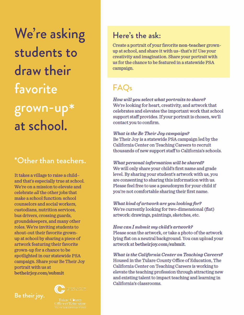 Be Their Joy one-pager.