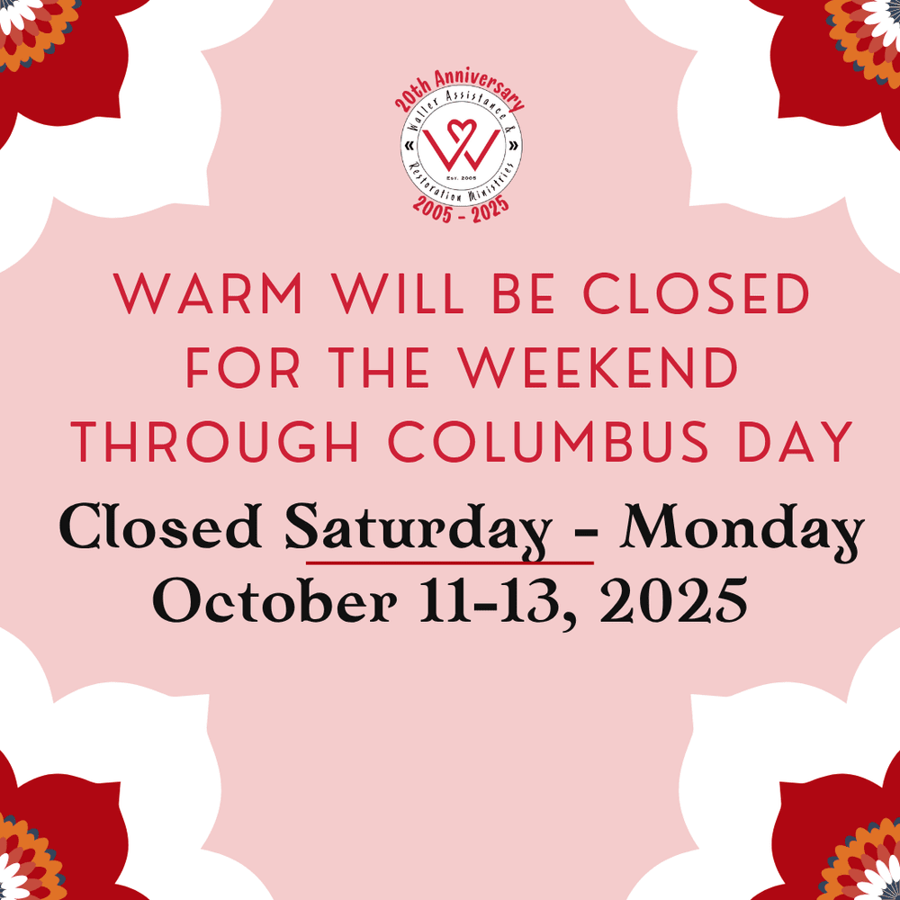 WARM Closed this Weekend — WARM