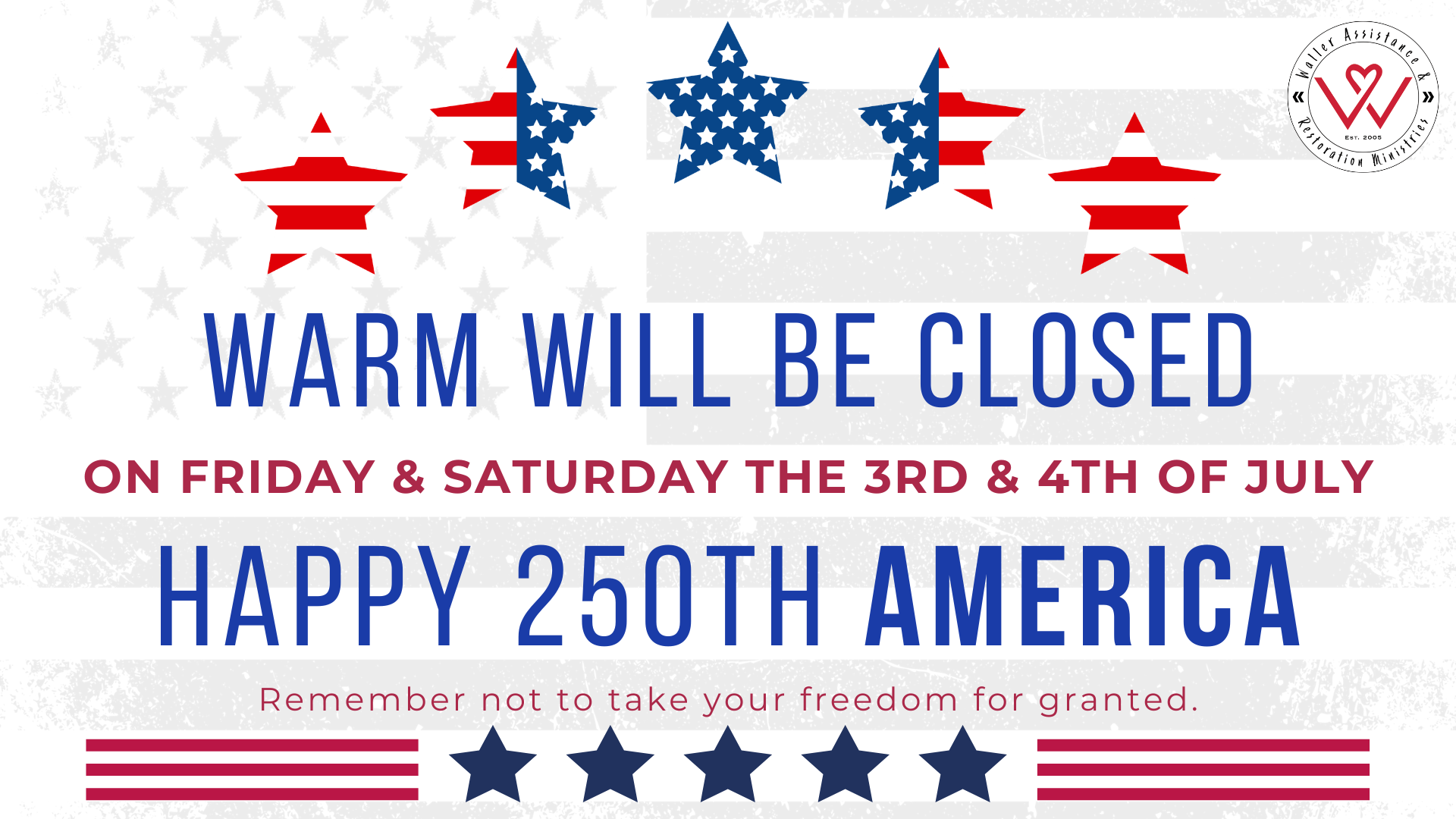 🎆 Holiday Closure 🎆