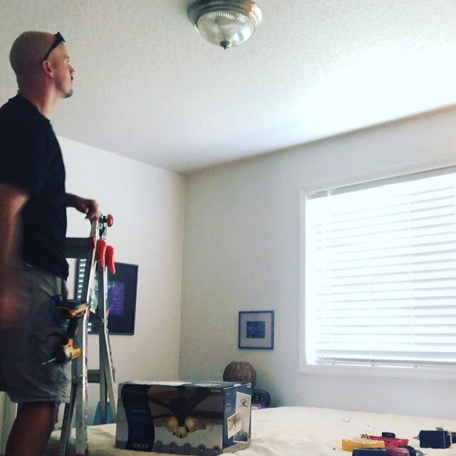 Ceiling fan installation. This is about as basic of a ceiling fan install as they come. Location was prewired, had proper support, and it was a smaller sized fan for a small room. #ihandymeridian #meridianidaho #boise #treasurevalley #idahome #handym