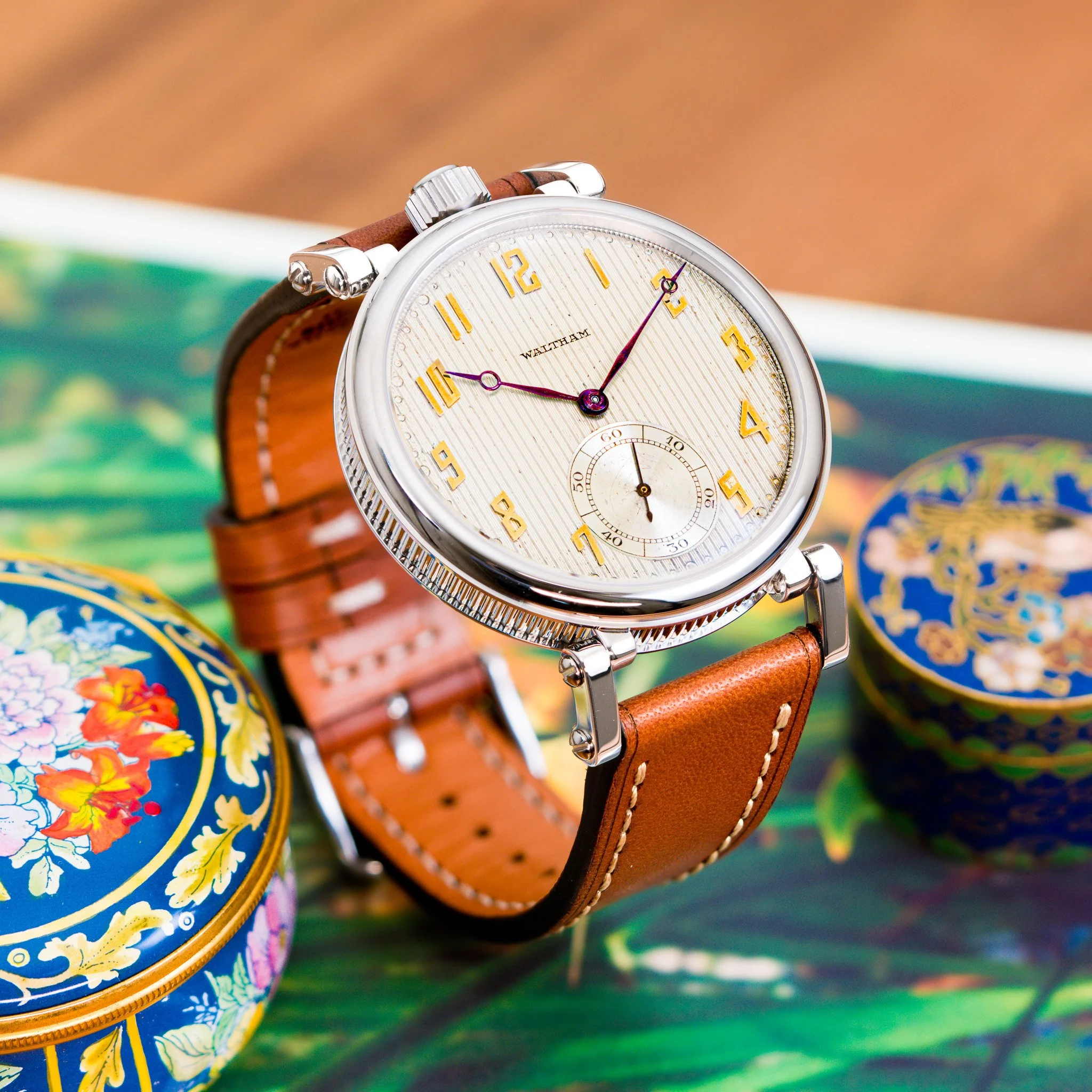 WWI Era Waltham Maximus from 1915 with a Solid Silver Tapestry Dial