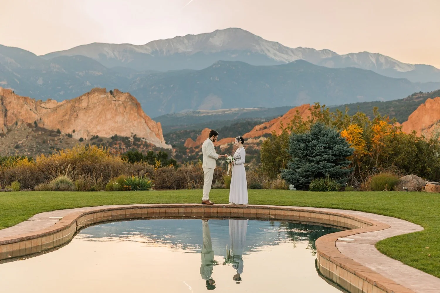 Sunrise Wedding Portraits in Colorado Mountains