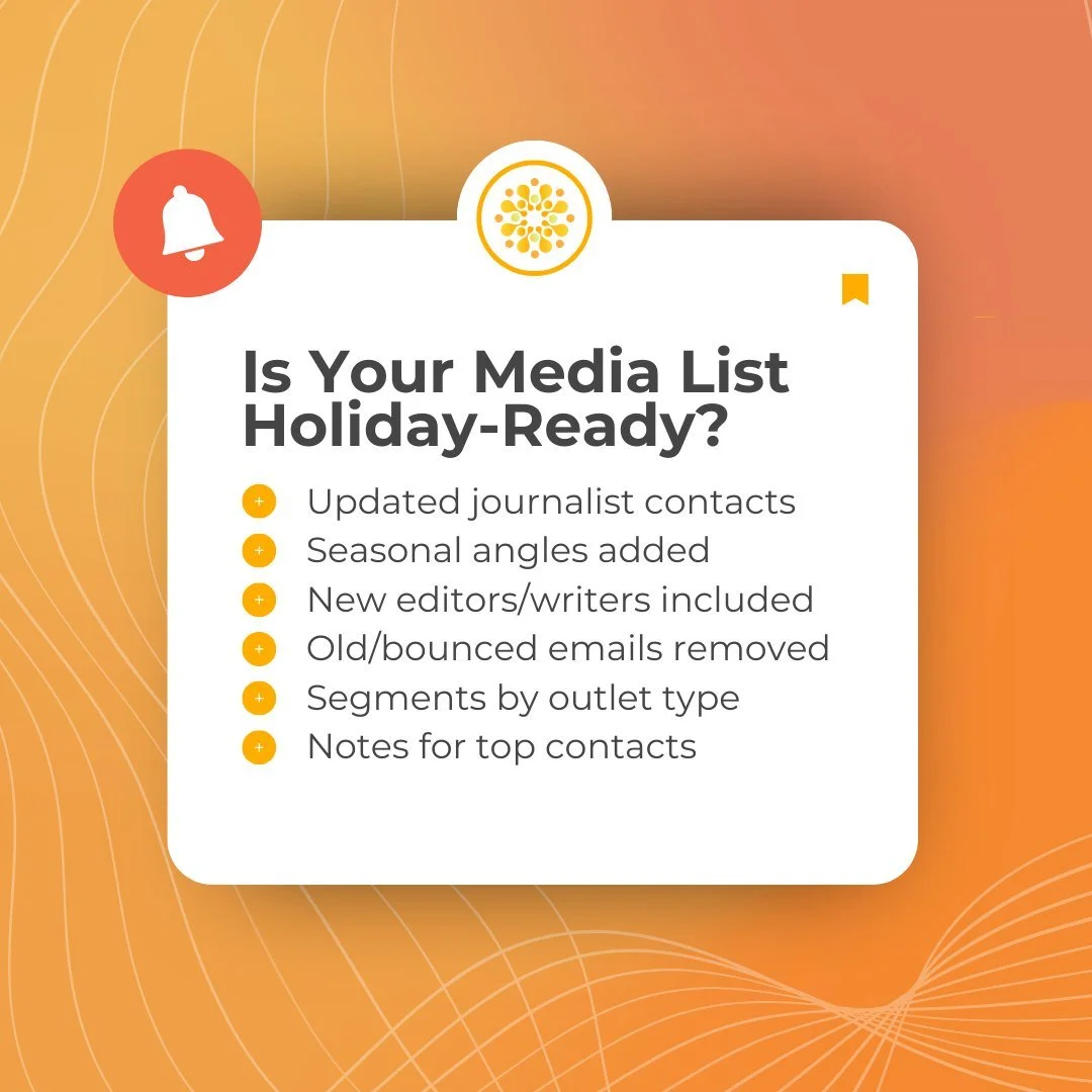 Holiday stories are already on journalists&rsquo; desks... The question is, will your pitch make it there on time?🗞️

Your media list is the backbone of your PR outreach, and the holidays are not the season to find out it&rsquo;s outdated. Before yo