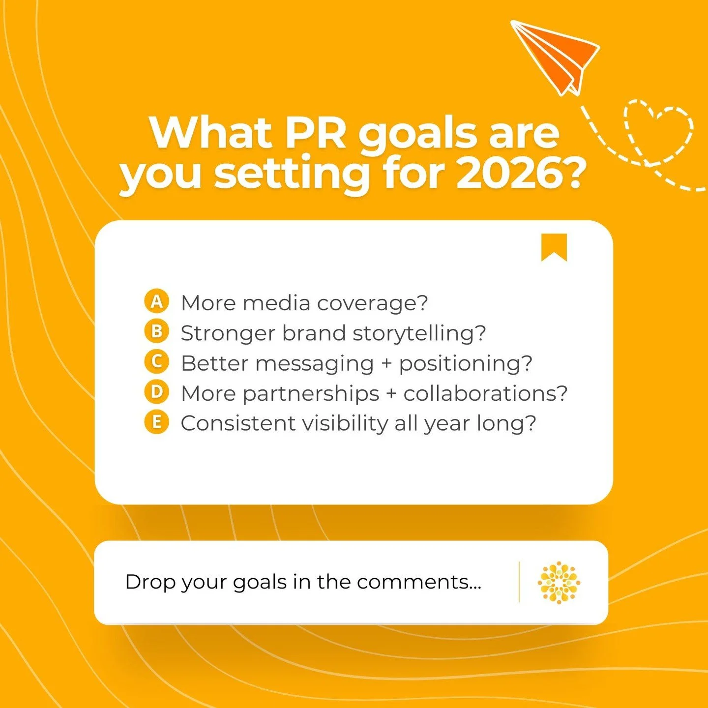 Your PR strategy shouldn&rsquo;t wait until January!👀

The brands who win in 2026 are planning now, refining their story, tightening their messaging, and getting clear about what they want to be known for.

So tell us 👇 what&rsquo;s your #1 PR goal