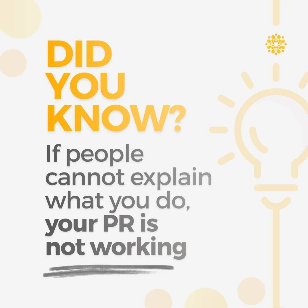 PR is not about saying more, it is about being understood📌.

If people cannot explain what you do, visibility will not drive impact. Clarity makes your brand easier to remember, refer, and trust.

Book Your PR Strategy Consult Now!📲

.
.
.

#Public