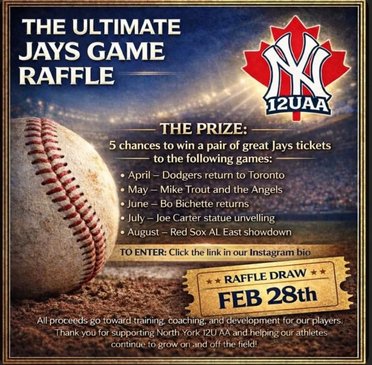 Who wants to win Blue Jays tickets?  Enter to win one of FIVE pairs of tickets for this coming season. Proceeds help support Henry&rsquo;s 12AA baseball team. 

Link and game details in our bio!