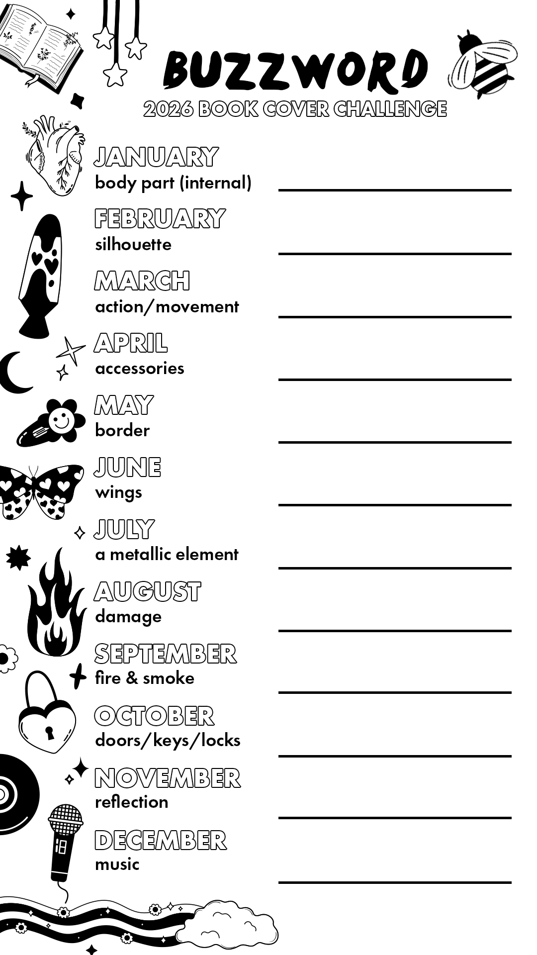 Buzzword Cover Prompts - Black &amp; White - Title Inserts