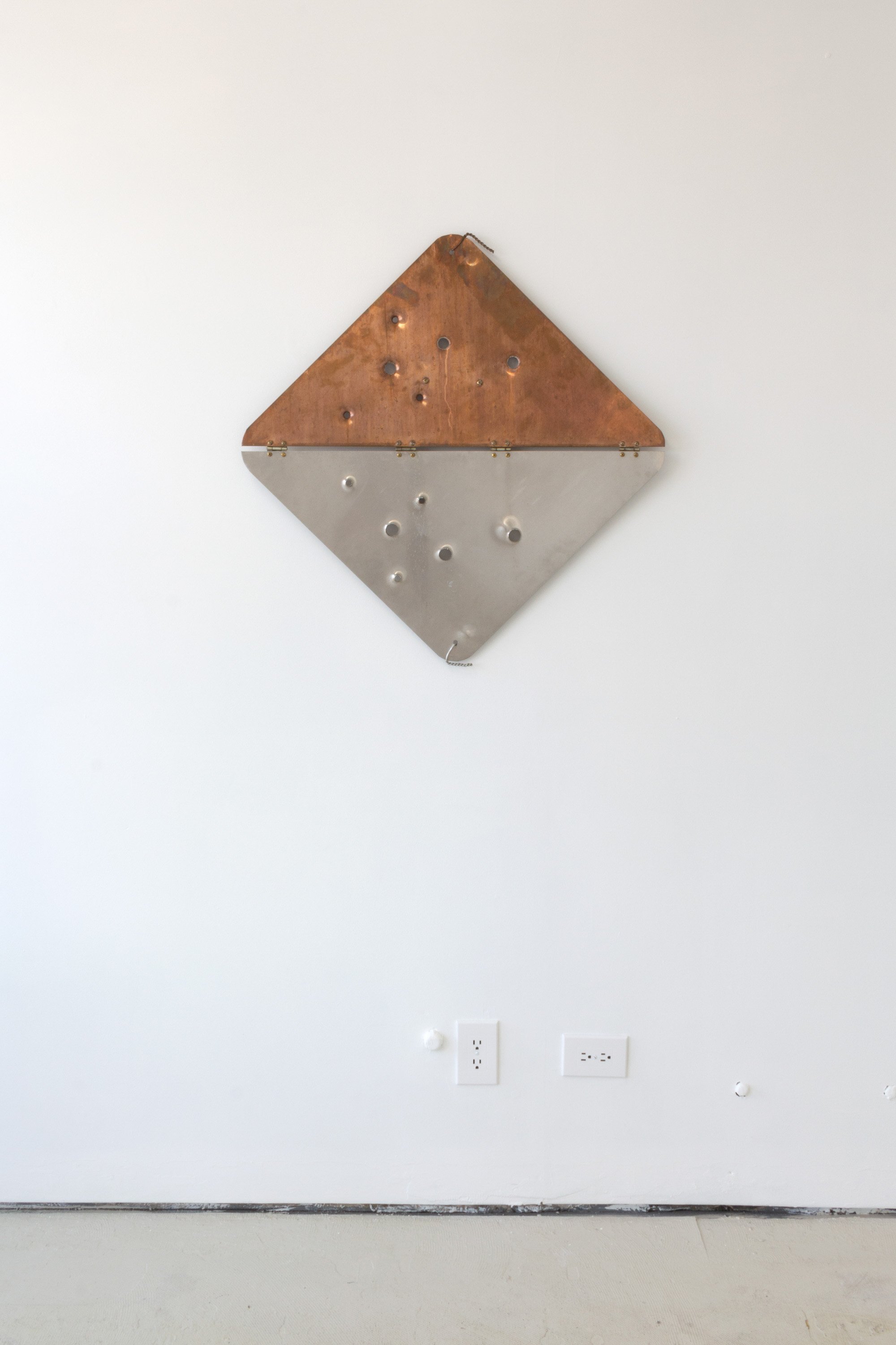  Ryan Kitson  Diamond One , 2022 Copper, aluminum, and brass 32 x 33 in 