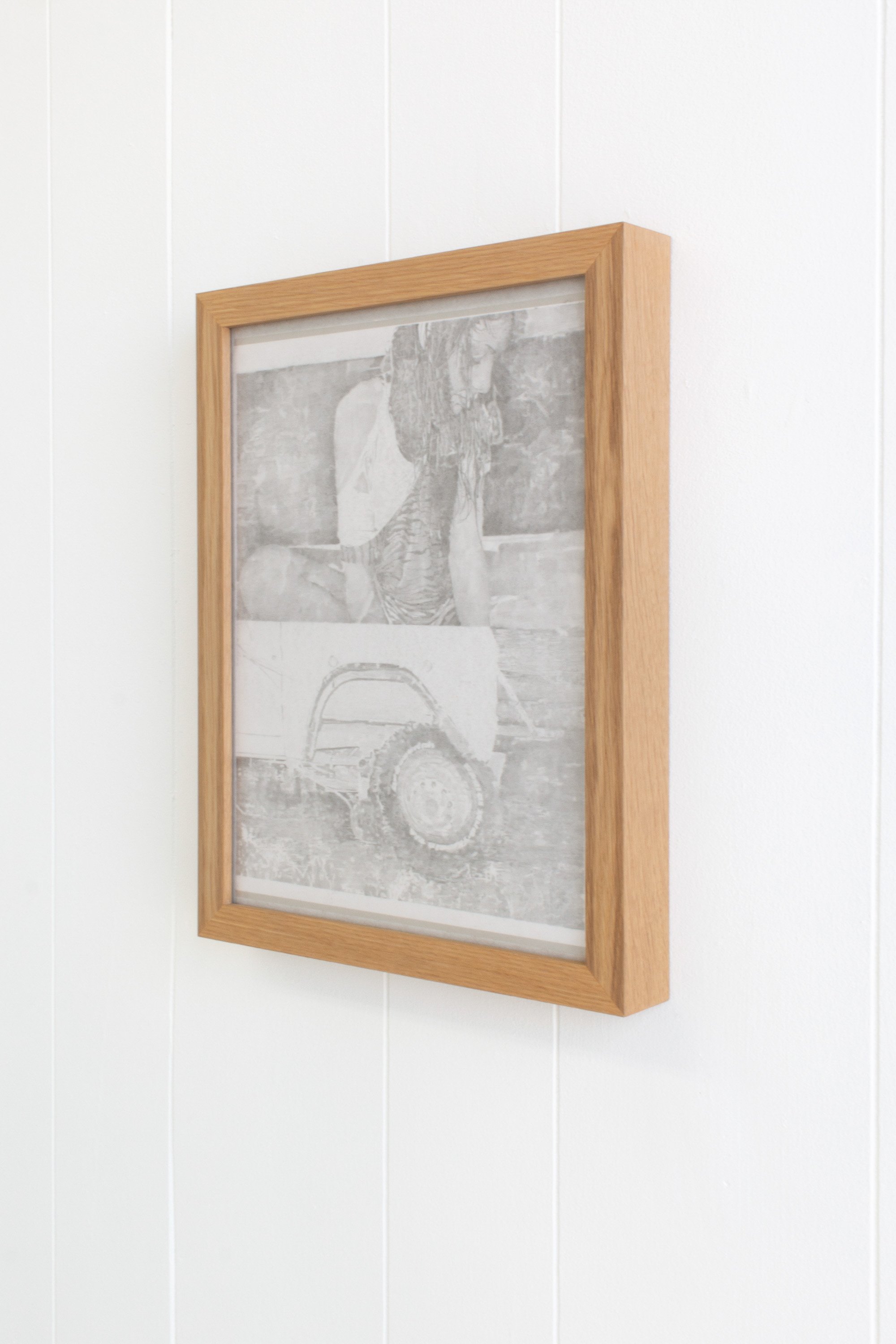  Jamieson Pearl  And now the road smells like a flock drowned in diesel fuel , 2022 Graphite on tracing paper on printer paper on drawing paper, white oak frame 9 x 12 in (10.5 x 13.5 x 1.5 in framed) 