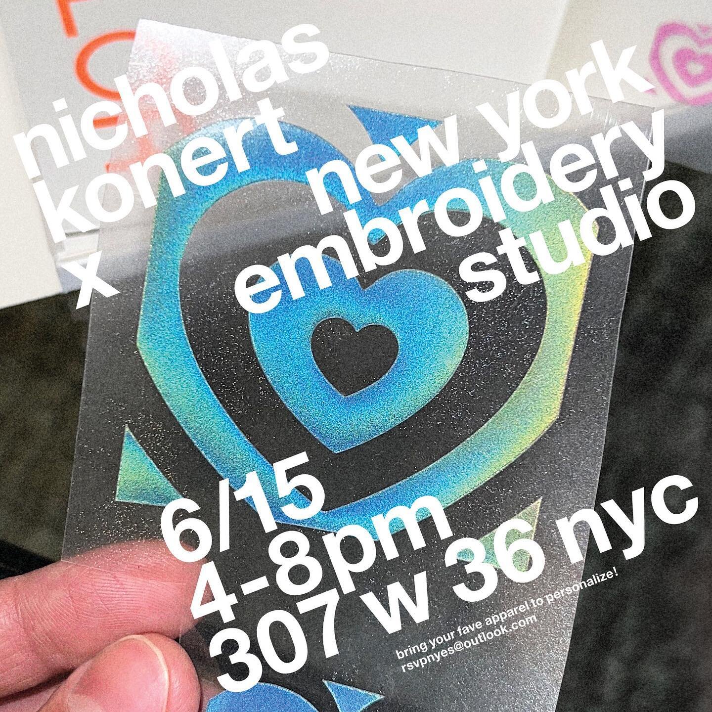 Hey NYC friends! Join me on June 15th from 4-8pm. I&rsquo;m hosting a personalization event at NY Embroidery in the Garment District. I&rsquo;d love to invite and see you if you&rsquo;re available. Bring your fave apparel, and we can personalize it w