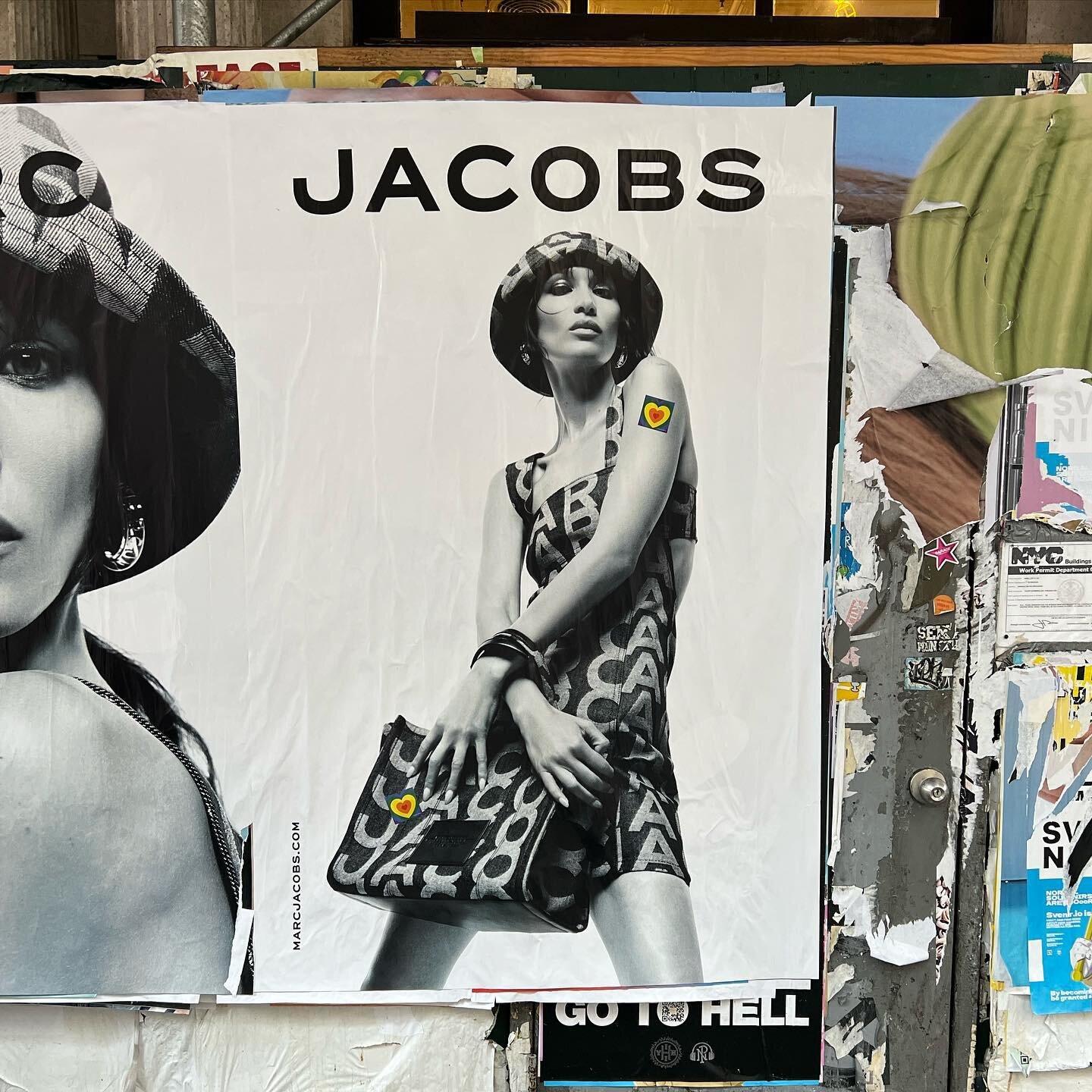 Spotted in Soho, NYC! Love @themarcjacobs forever. @bellahadid photographed by @mario_sorrenti #wildposting #soho #nyc