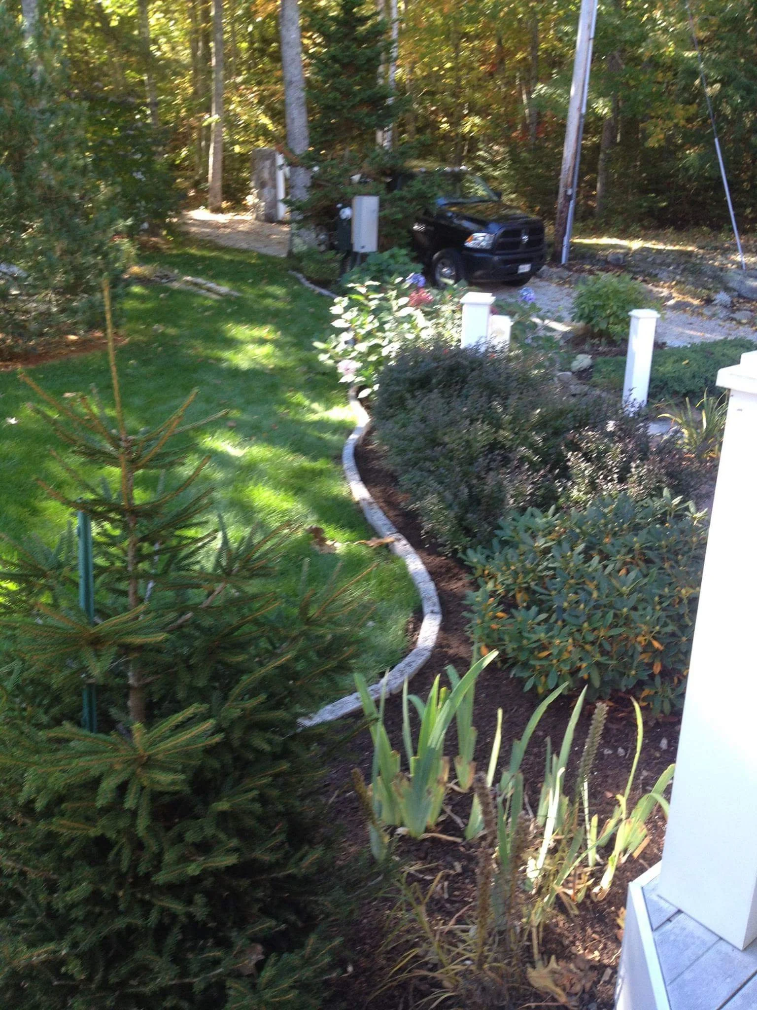 landscaped garden with stone edging 