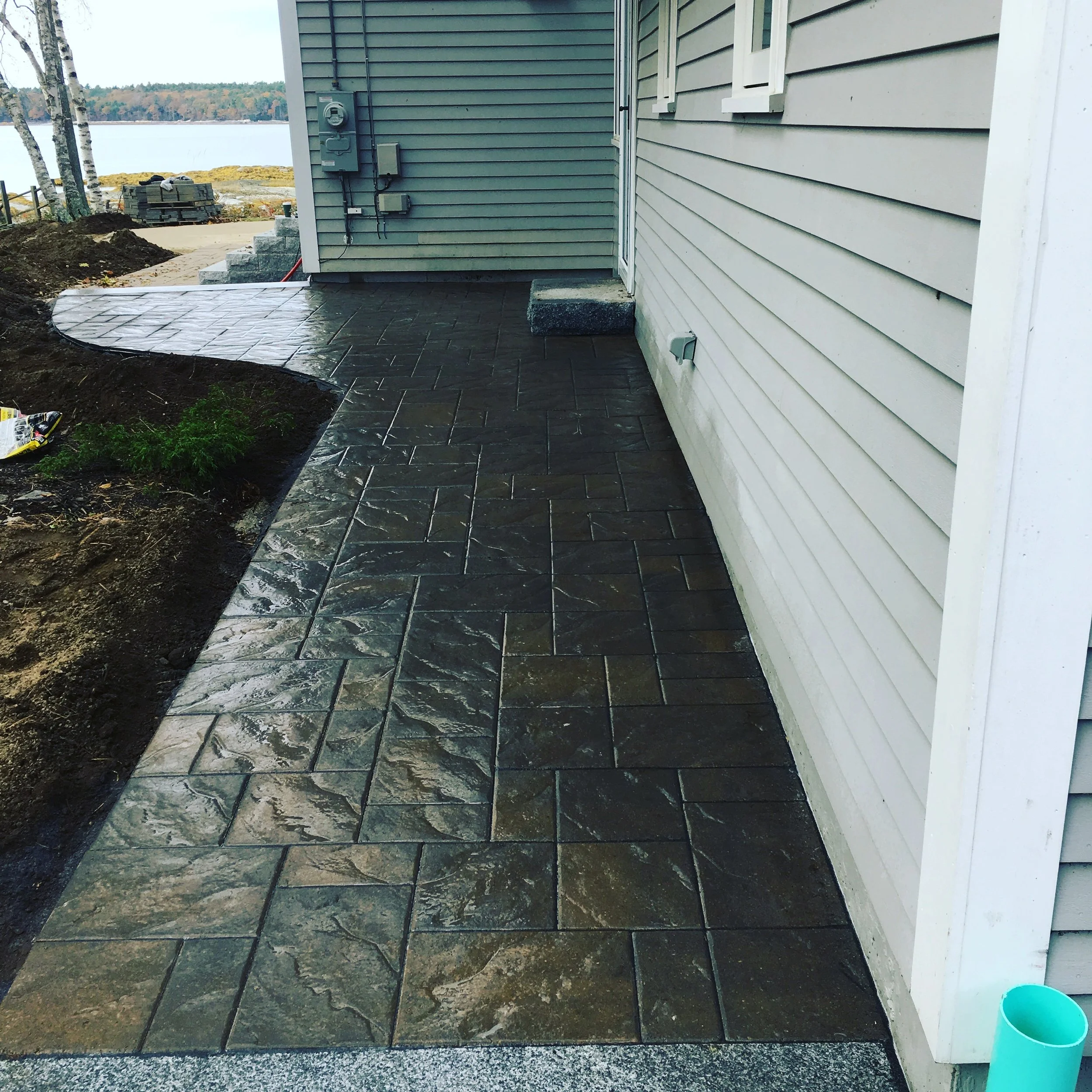 set walk way with granite edging 