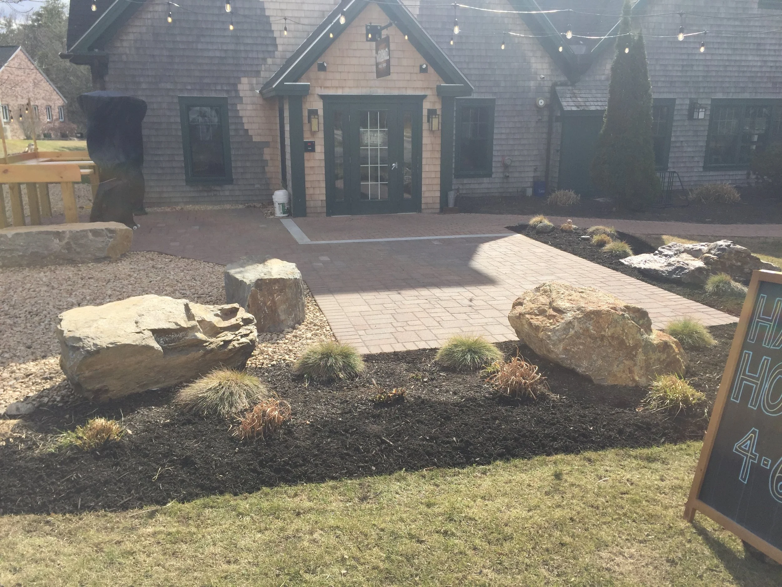commercial patio with landscape and garden